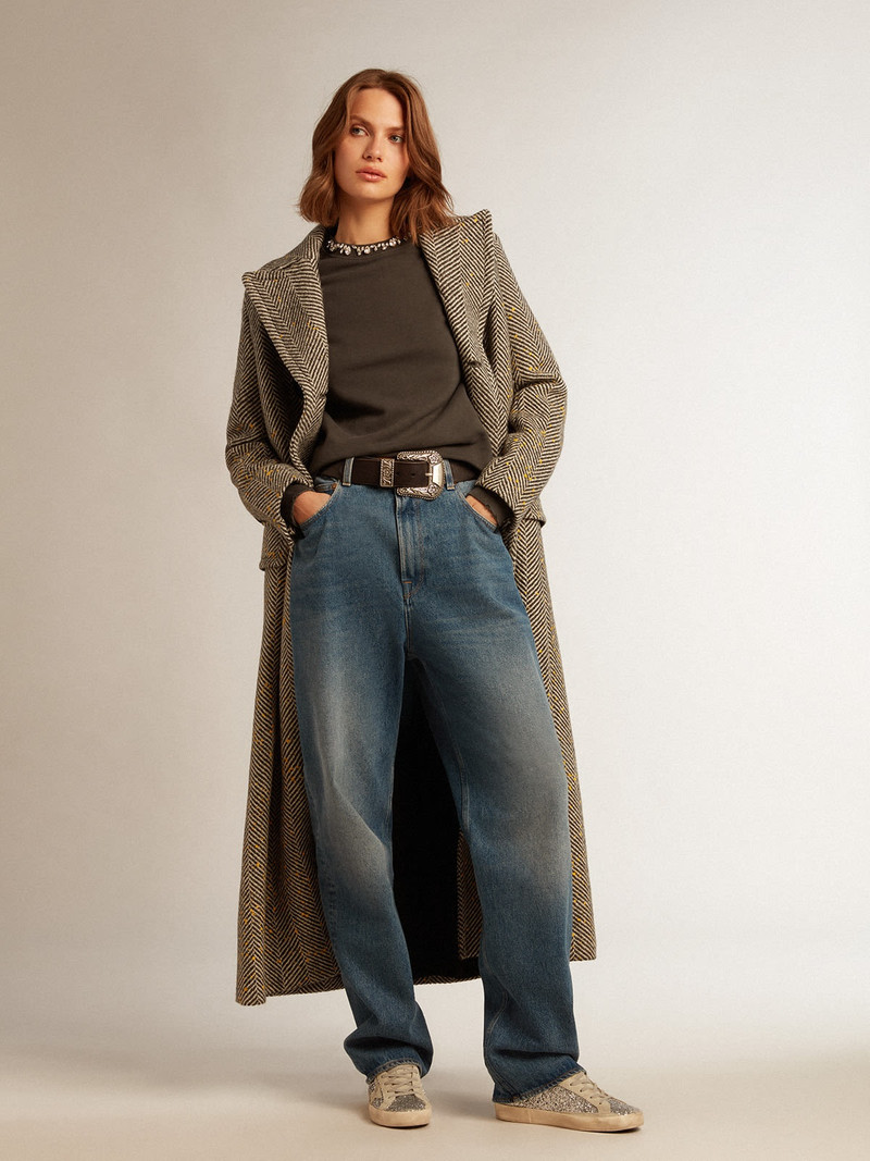 Golden Goose Golden Collection sweatshirt in anthracite gray with cabochon crystals outlook