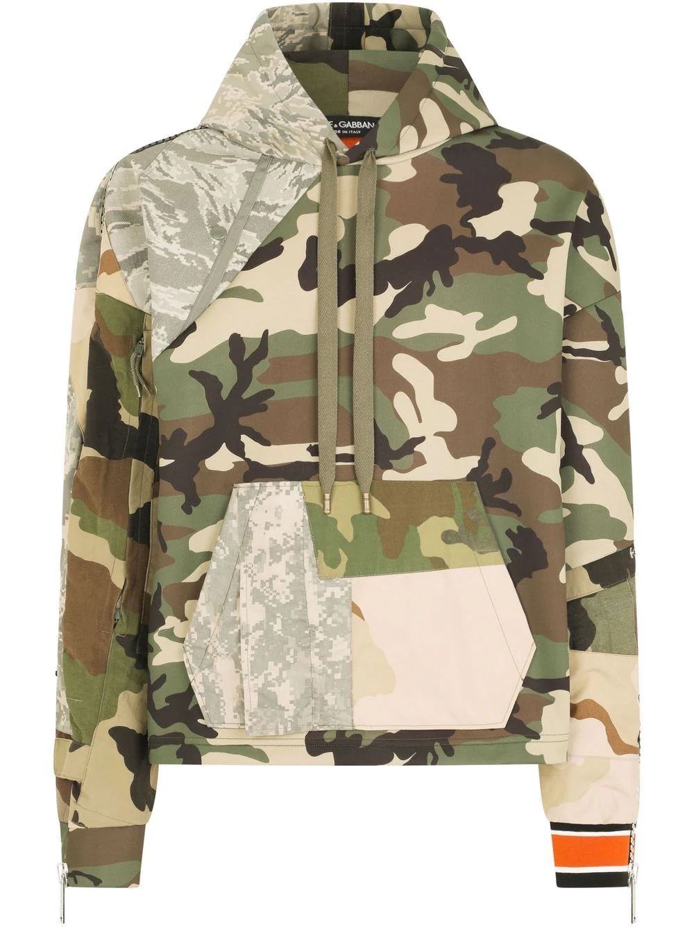 patchwork camouflage-print hoodie - 1