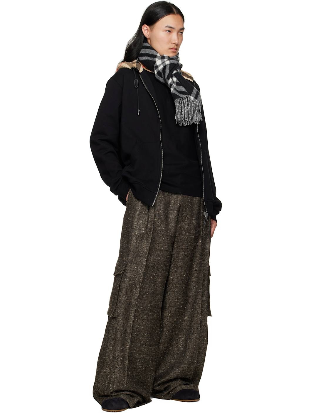 Black & White Check Cashmere Scarf - 3
