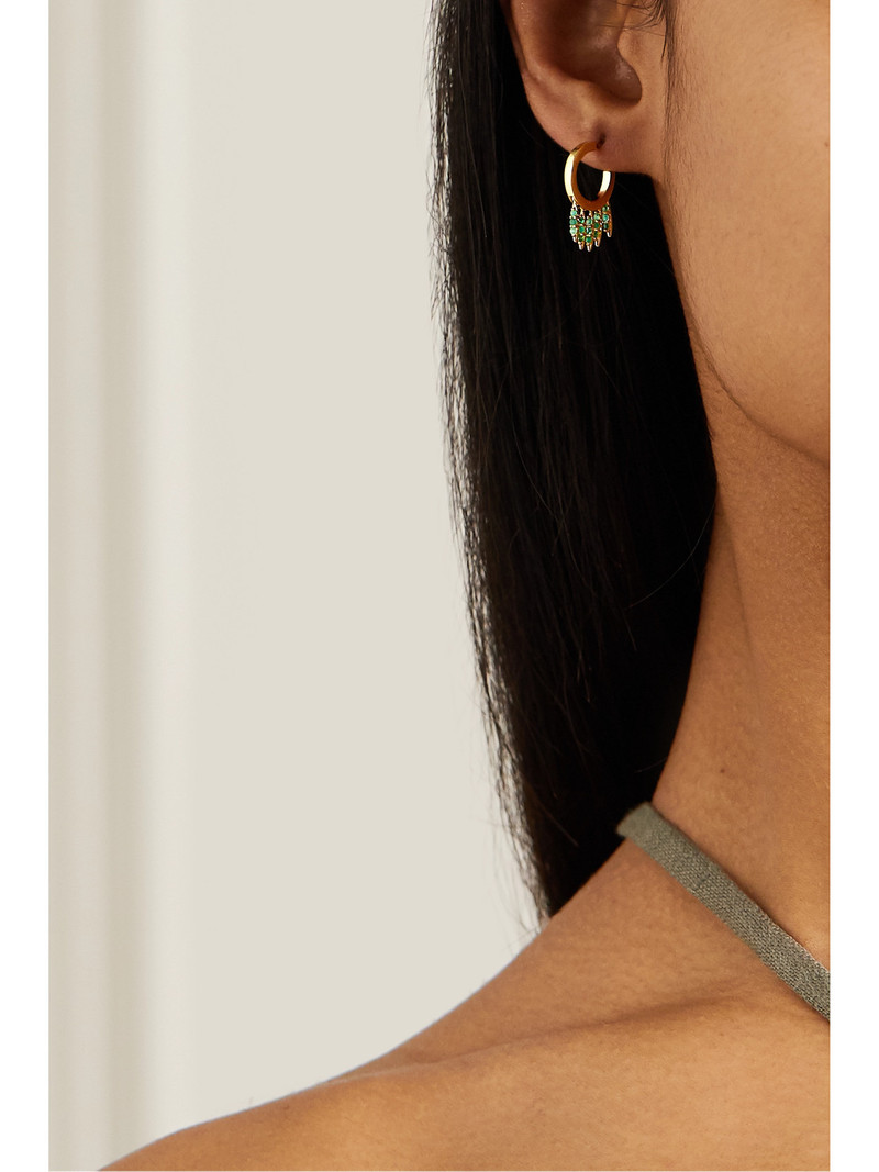 ILEANA MAKRI Grass Mini 18-karat Gold Emerald Earrings outlook
