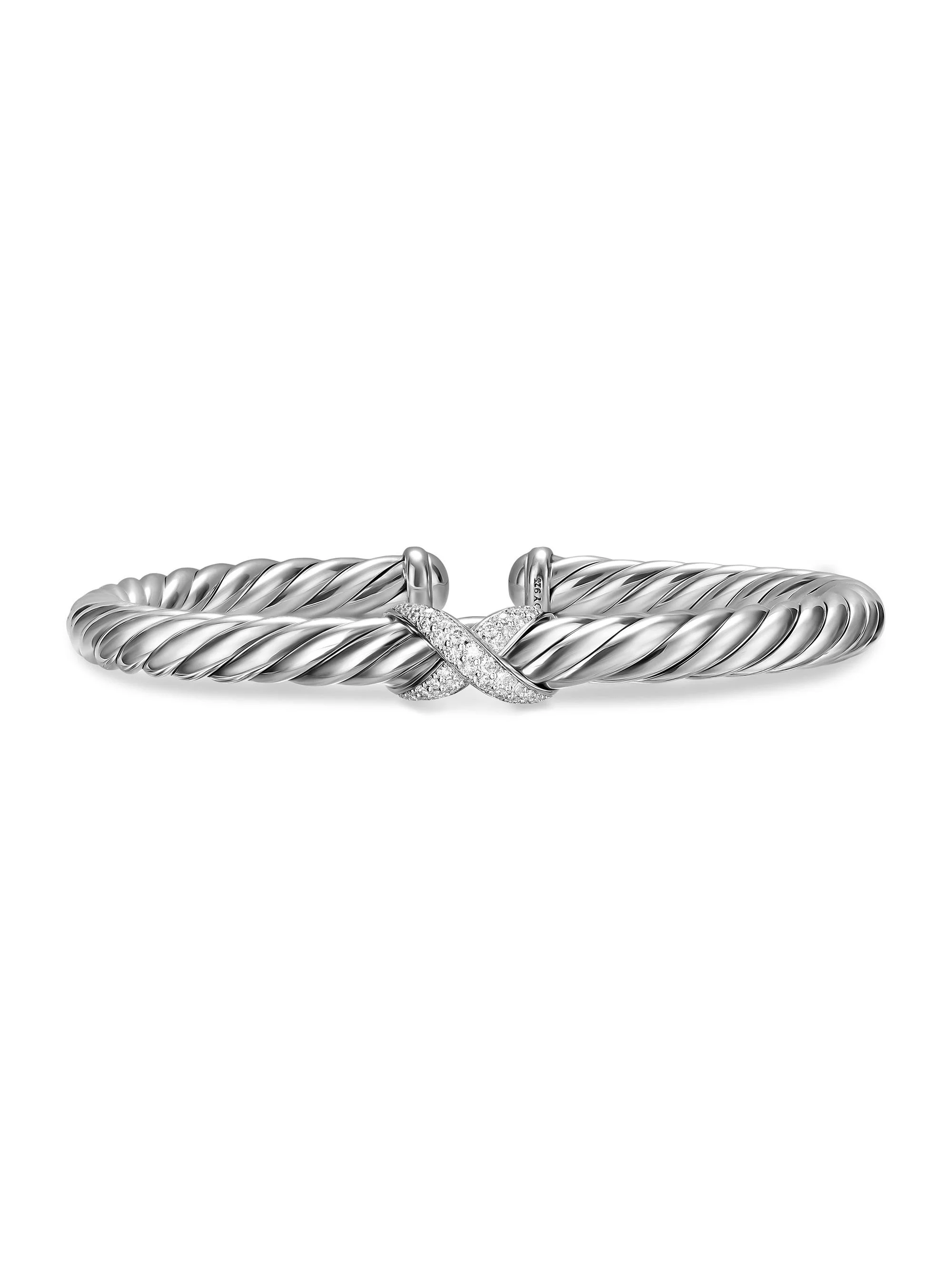 Women's Cable Flex X Bracelet in Sterling Silver - Diamond - 1