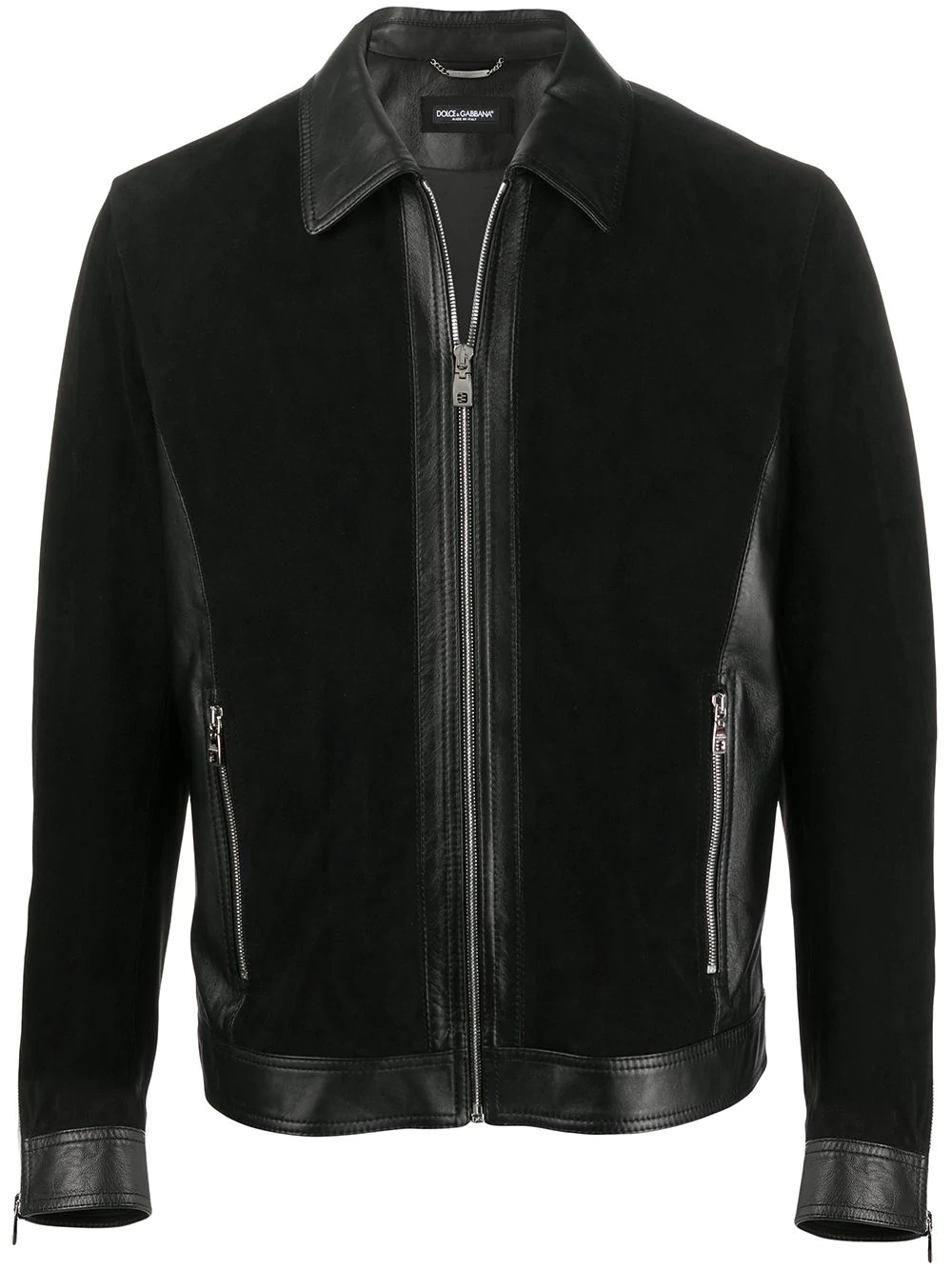 panelled suede zipped jacket - 1