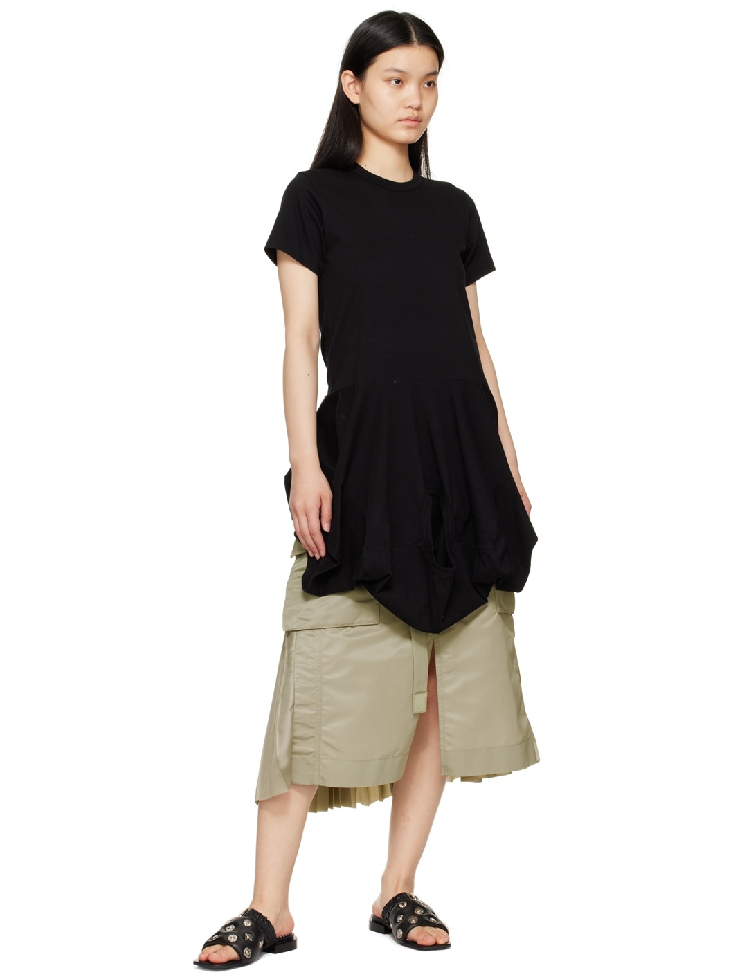 Black Pin-Buckle Sandals - 5