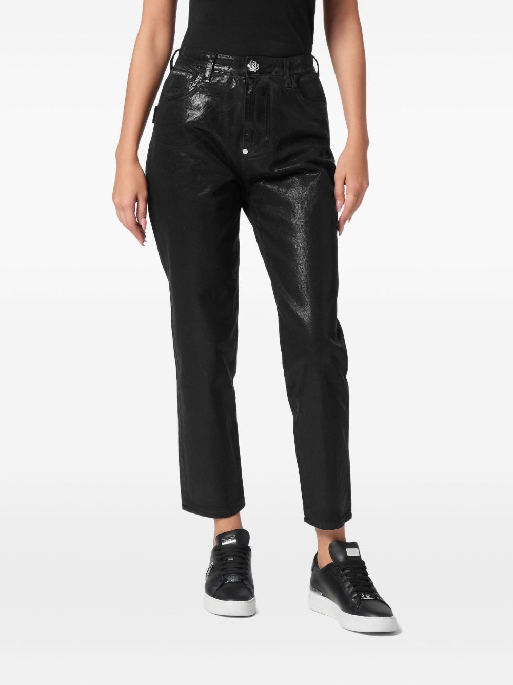 coated-finish trousers - 3