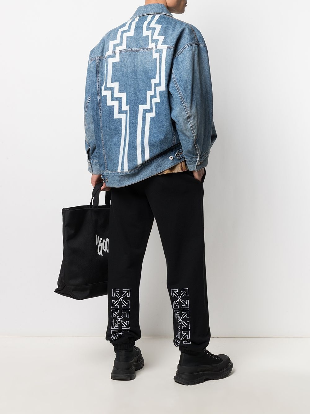 lined logo print denim jacket - 2