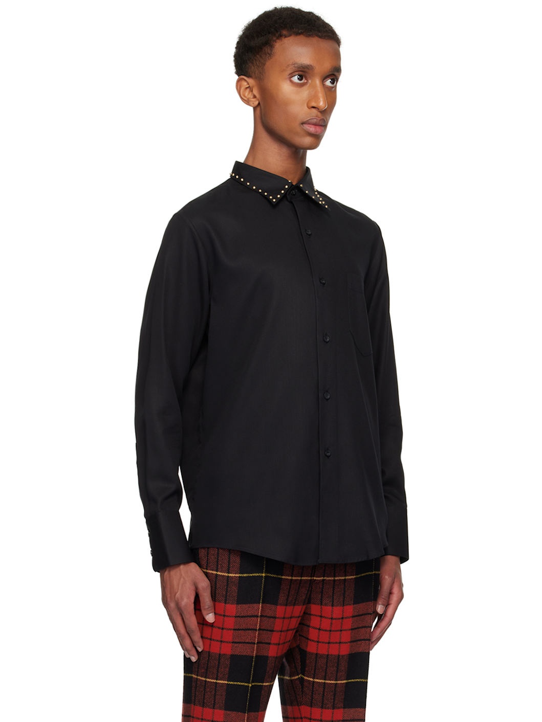 Black Studded Collar Shirt - 2