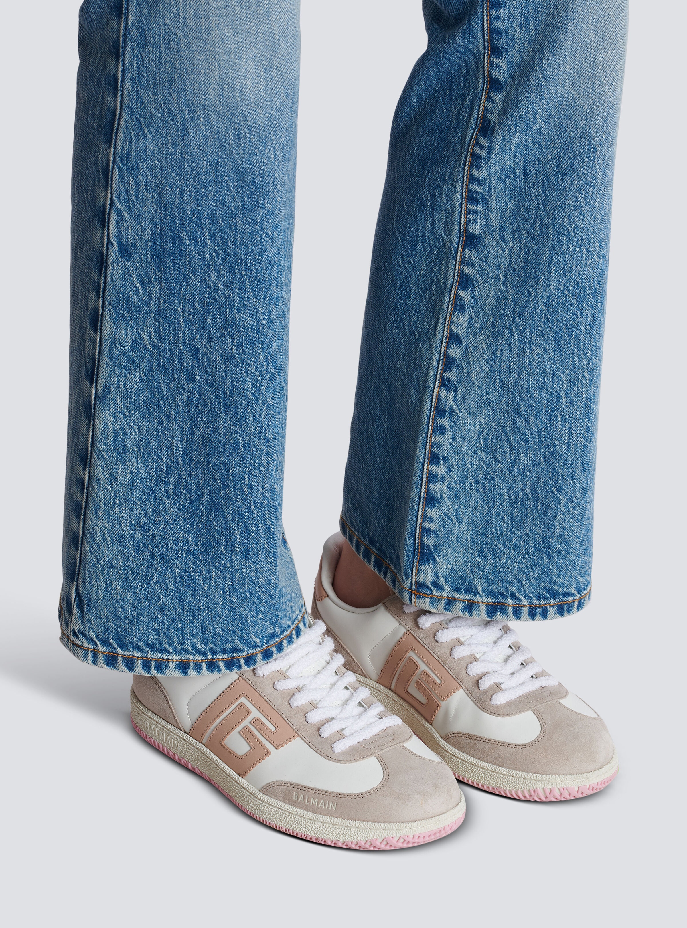 Balmain Swan trainers in calfskin and suede - 9