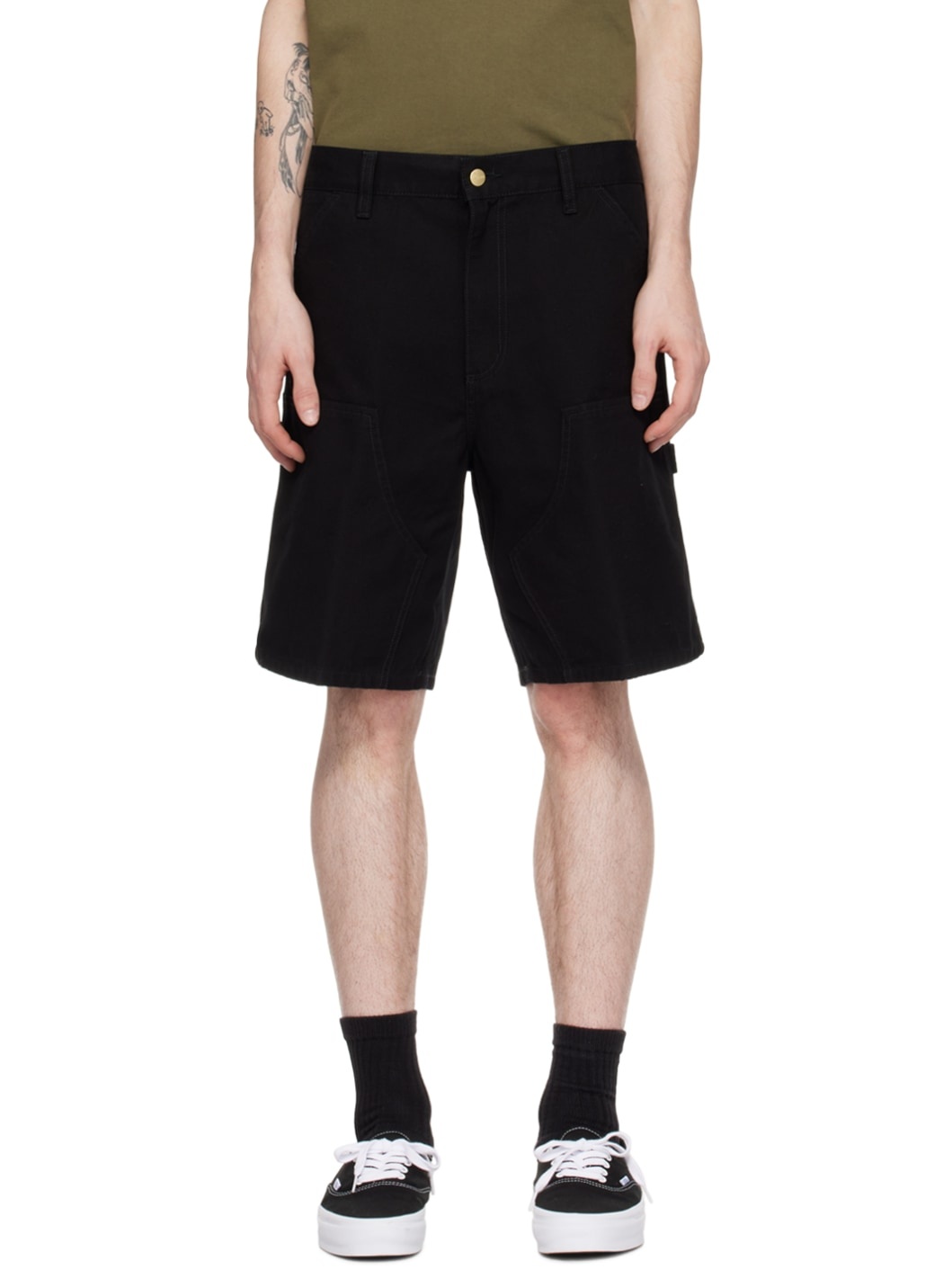 Black Double Knee Shorts - 1