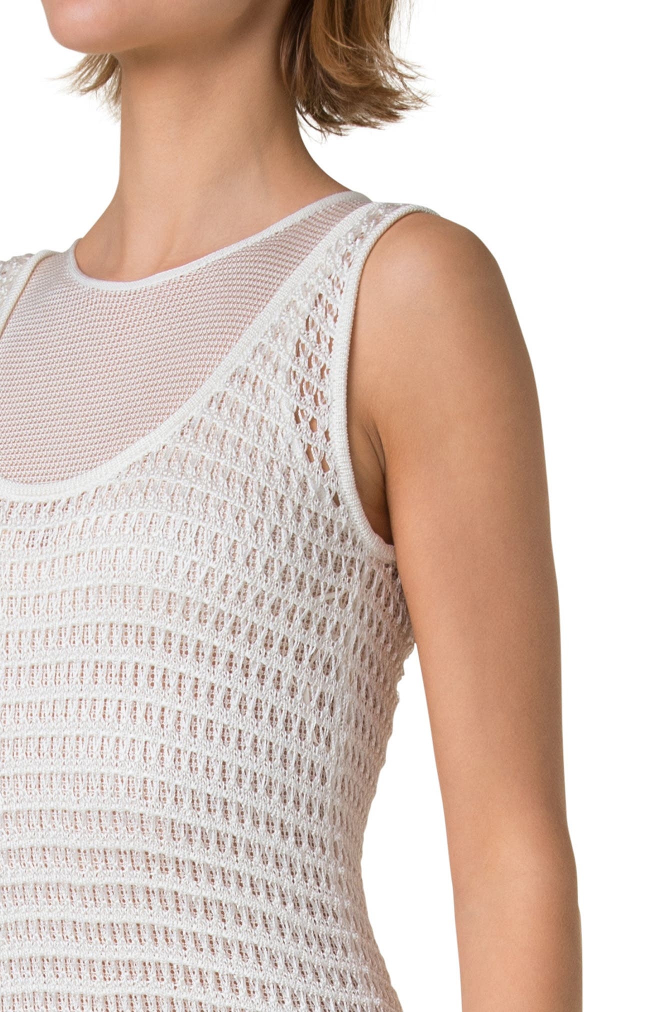Akris Sleeveless Crochet & Knit Sweater Dress in Ecru at Nordstrom - 4