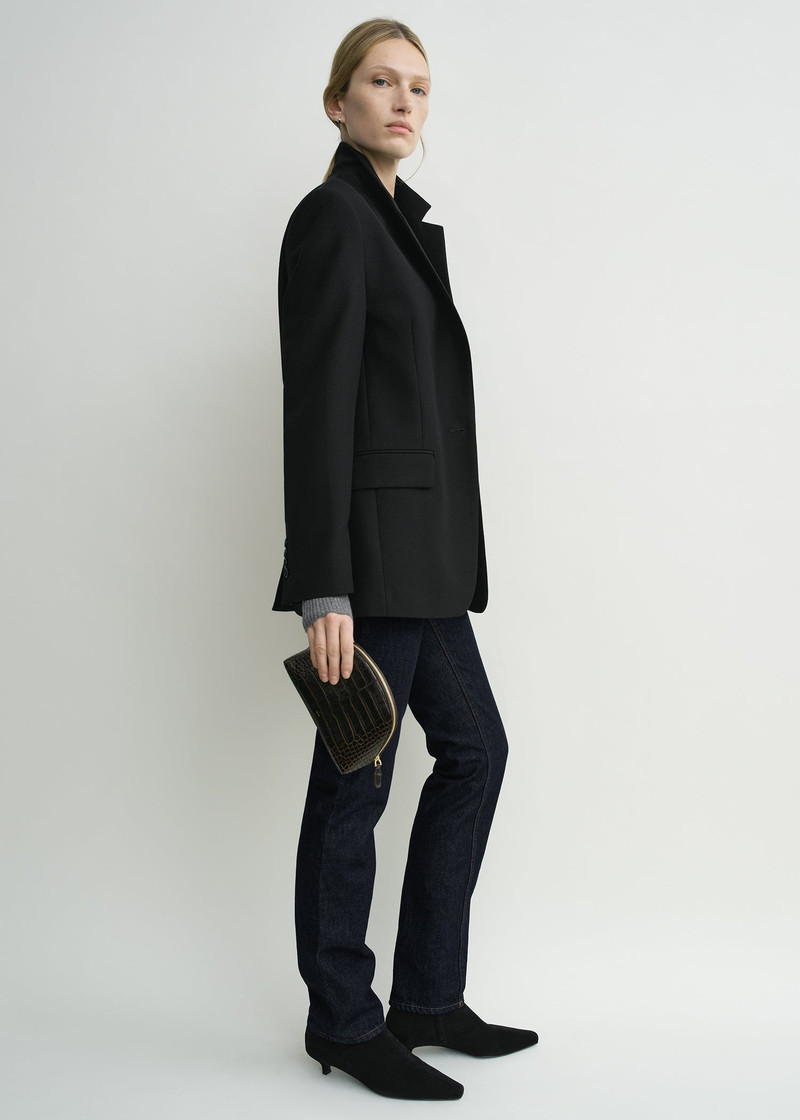 TOTEME Small croco-embossed day pouch dark brown outlook