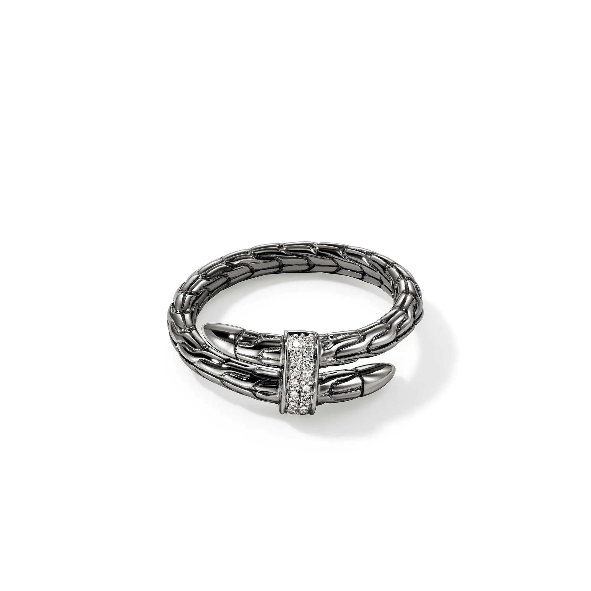 Spear Ring, Dark Silver, Diamonds - 1