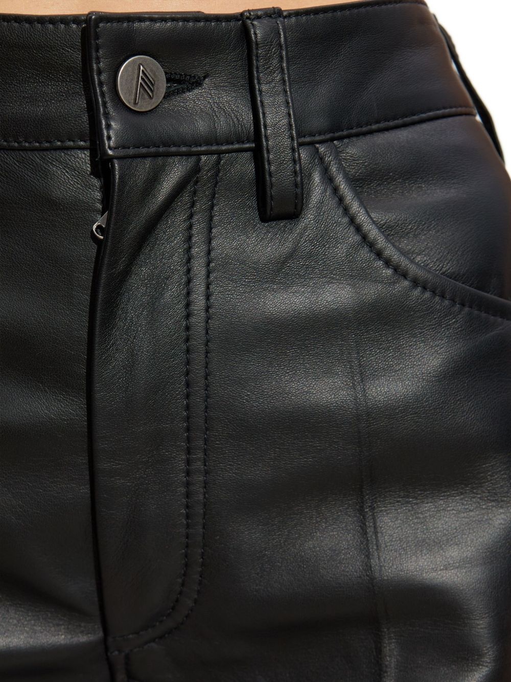 panelled leather trousers - 5