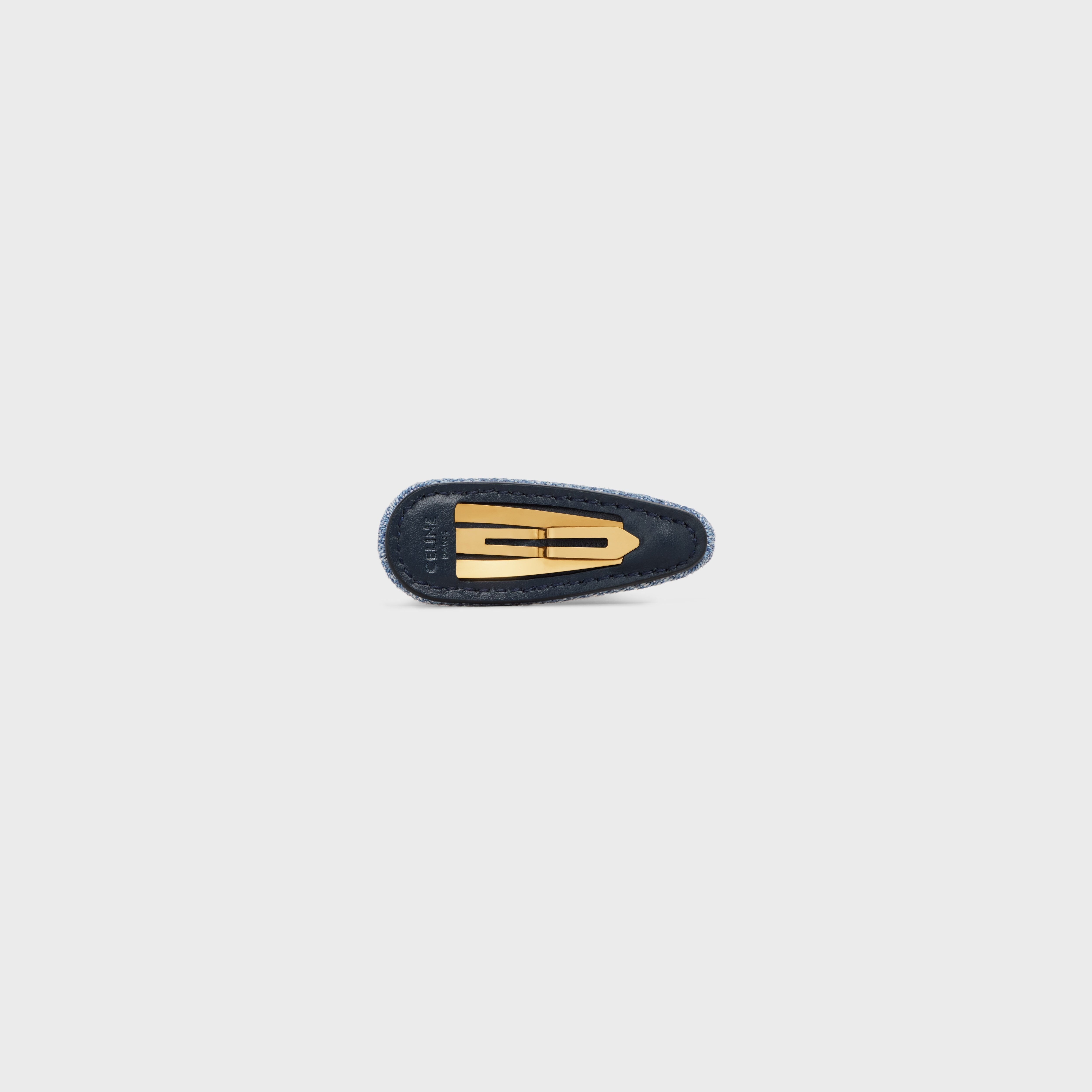 Celine Snap Hair Clip in Cotton, Brass with Gold Finish and Steel - 3
