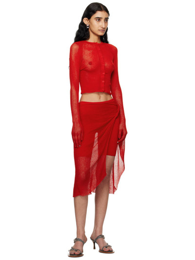 ISA BOULDER SSENSE Exclusive Red Wrap Miniskirt outlook