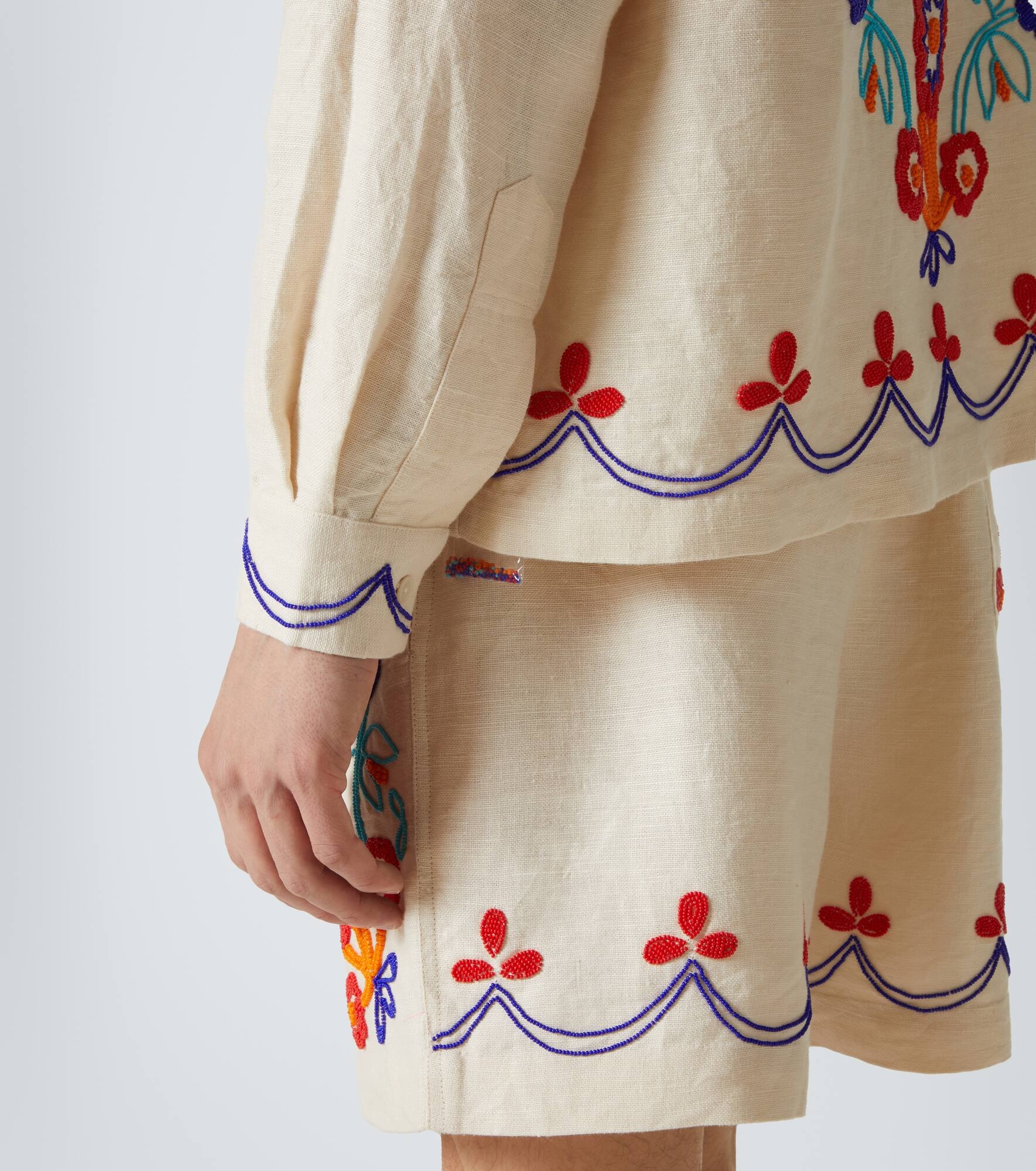 Garden Party beaded linen shirt - 6