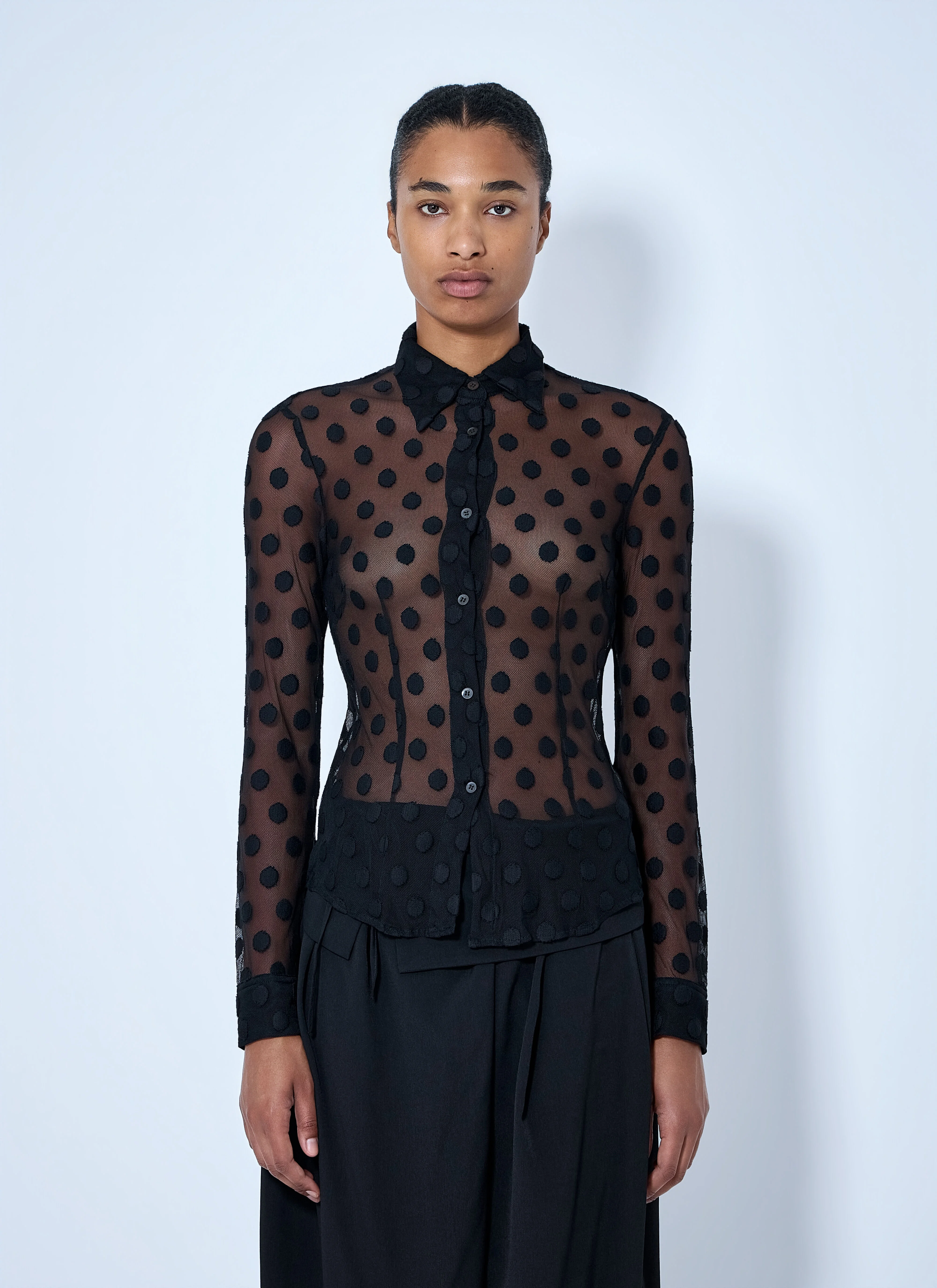 Polka-Dot Cotton-Blend Tulle Shirt - 1