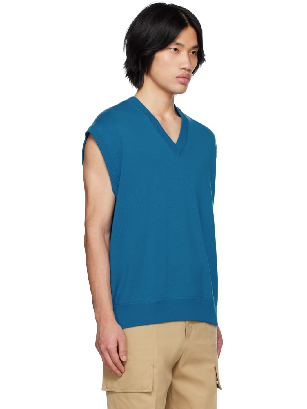 Blue V-Neck Vest - 2