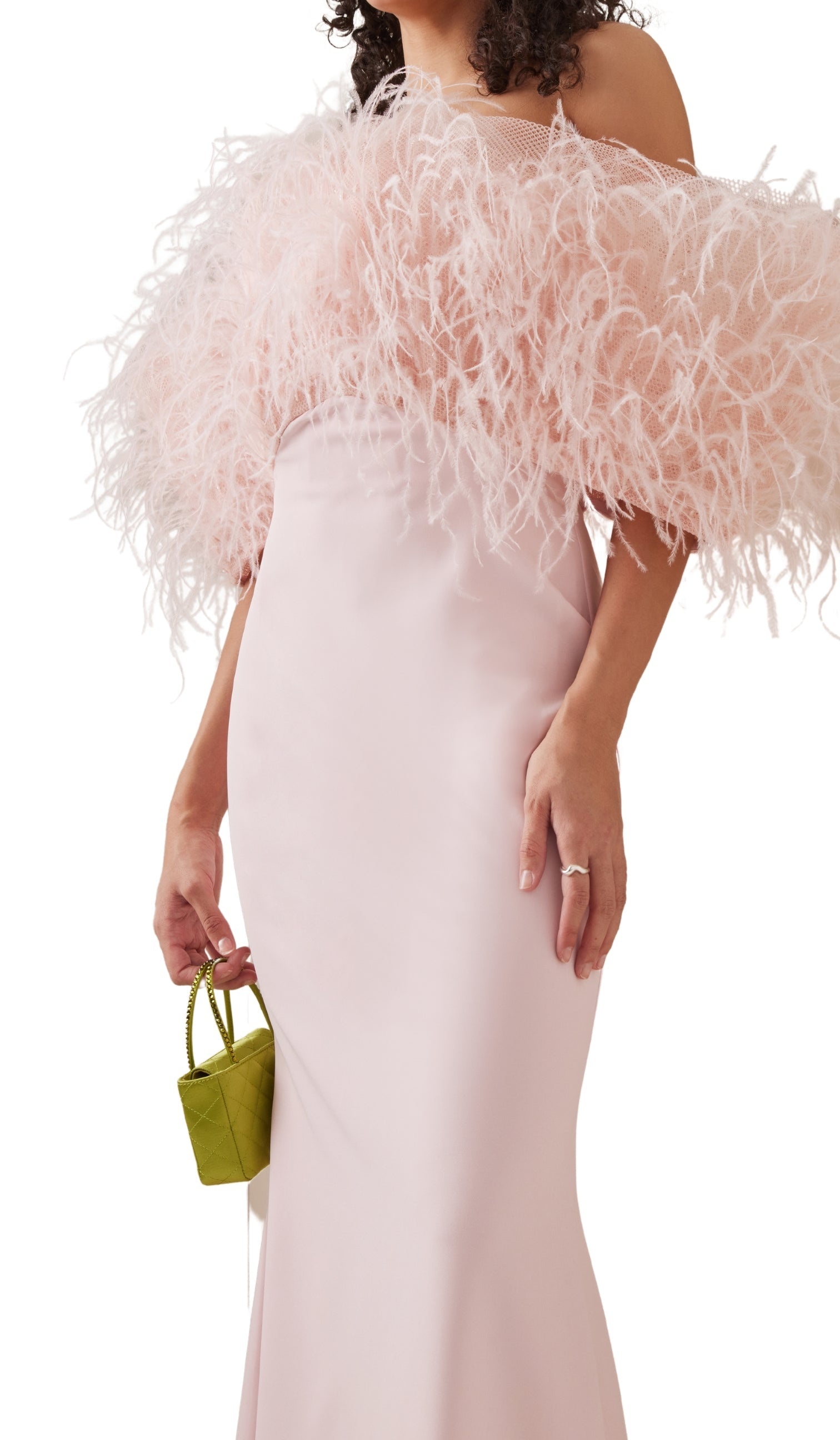 Aliétte - Feather Trim Off-The-Shoulder Gown - 4