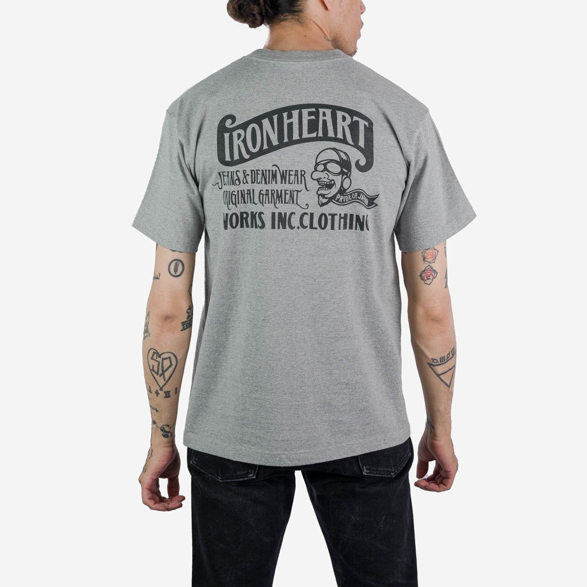 IHPT-2301-GRY 7.5oz Printed Loopwheel Crew Neck T-Shirt - Grey - 4