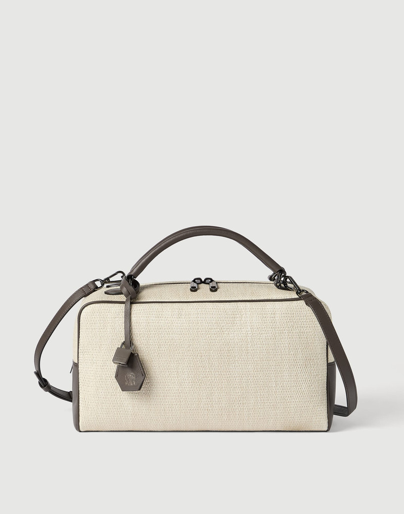 Explorer Boston bag in techno raffia and leather 1