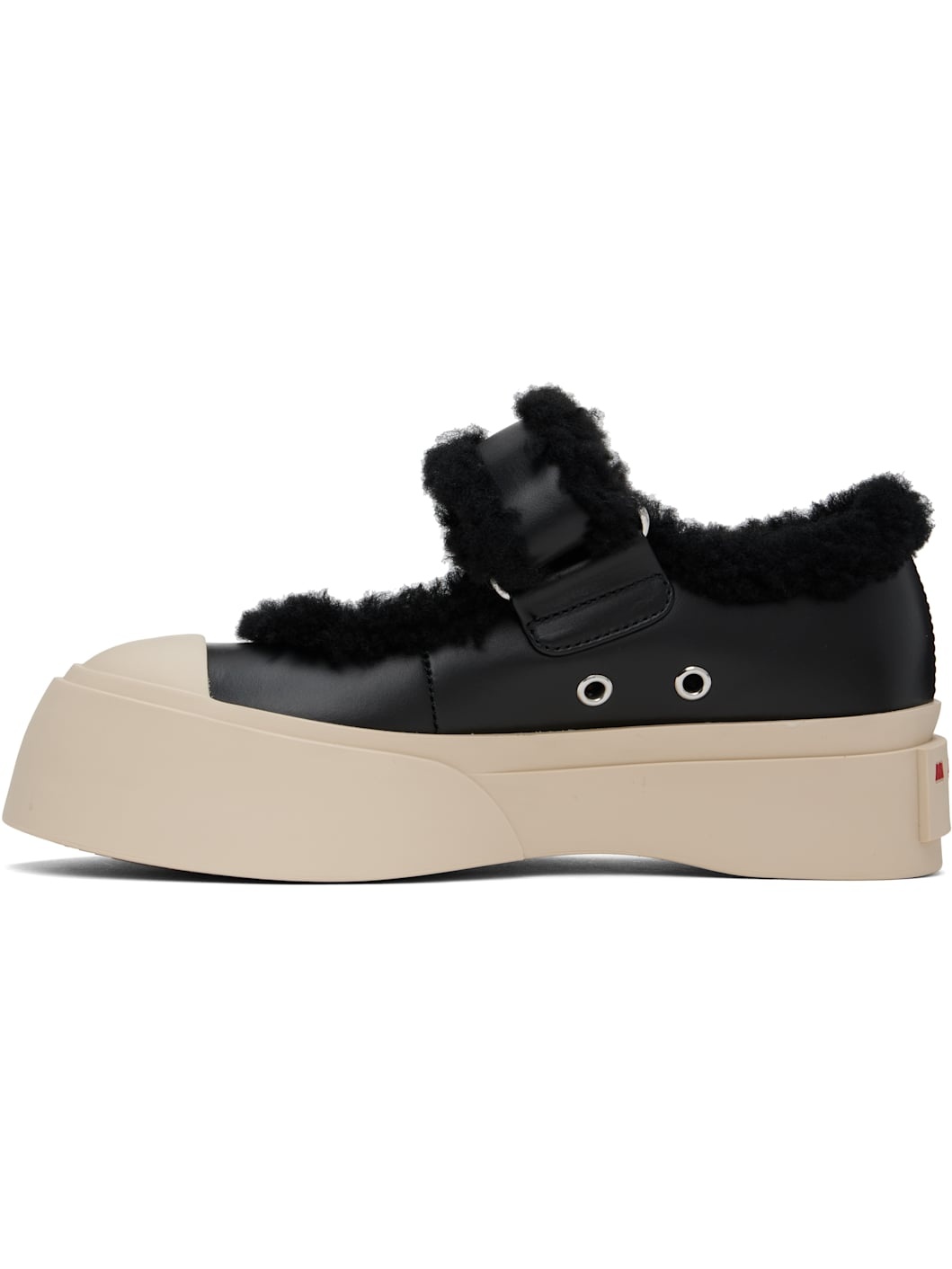 Black Mary Jane Pablo Shearling Ballerina Flats - 3