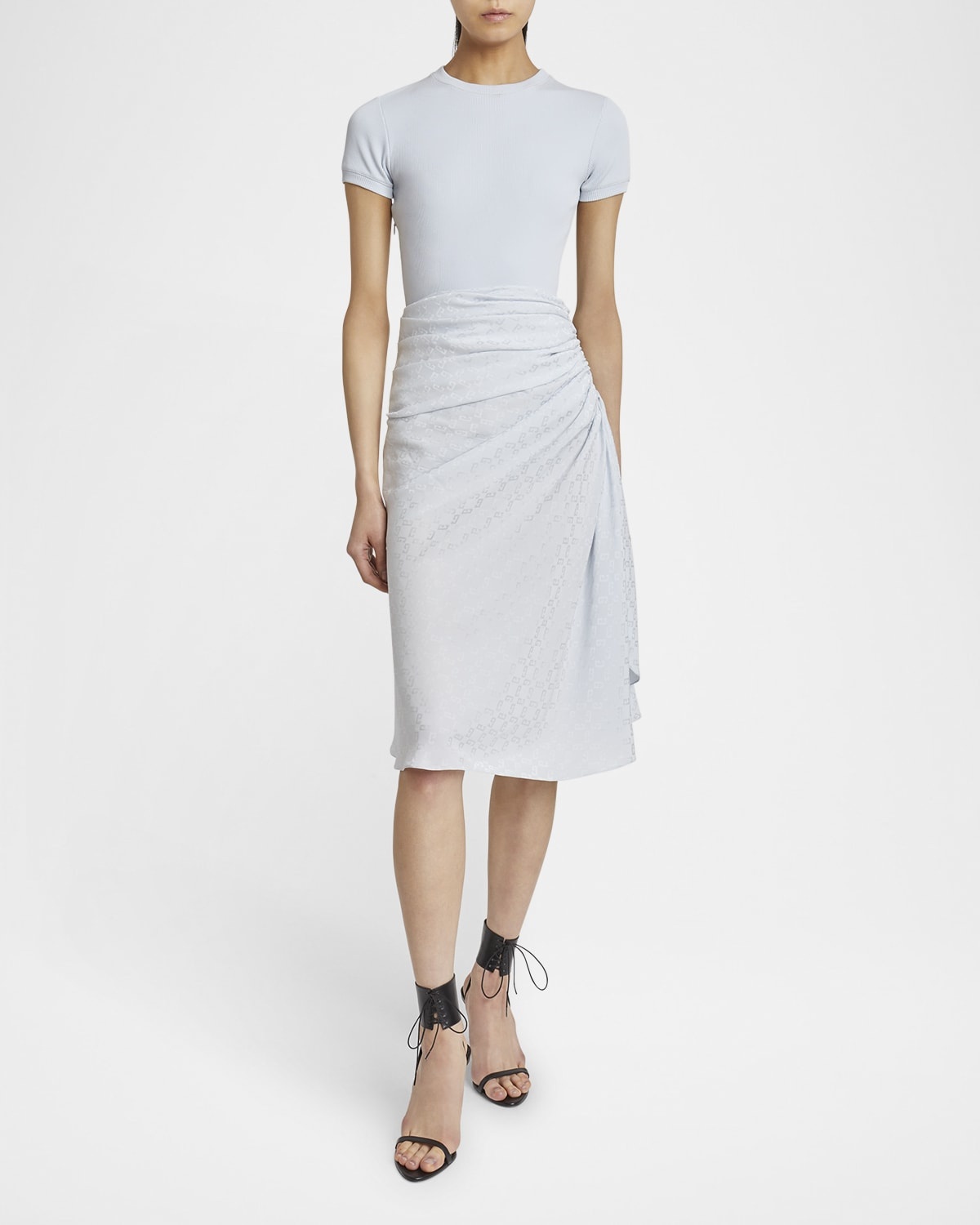 Ruched Monogram Draped Silk Midi Dress - 2