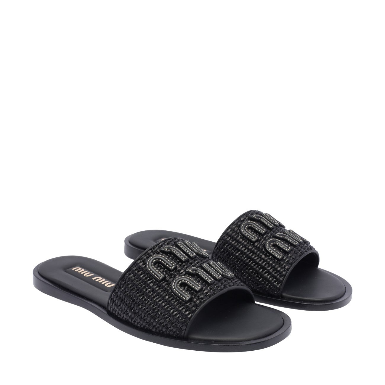 サンダル・ミュール Miu Miu LOGO SLIDE SANDALS Miu Miu Miu Miu Women Logo Slide Sandals | luosophy | REVERSIBLE