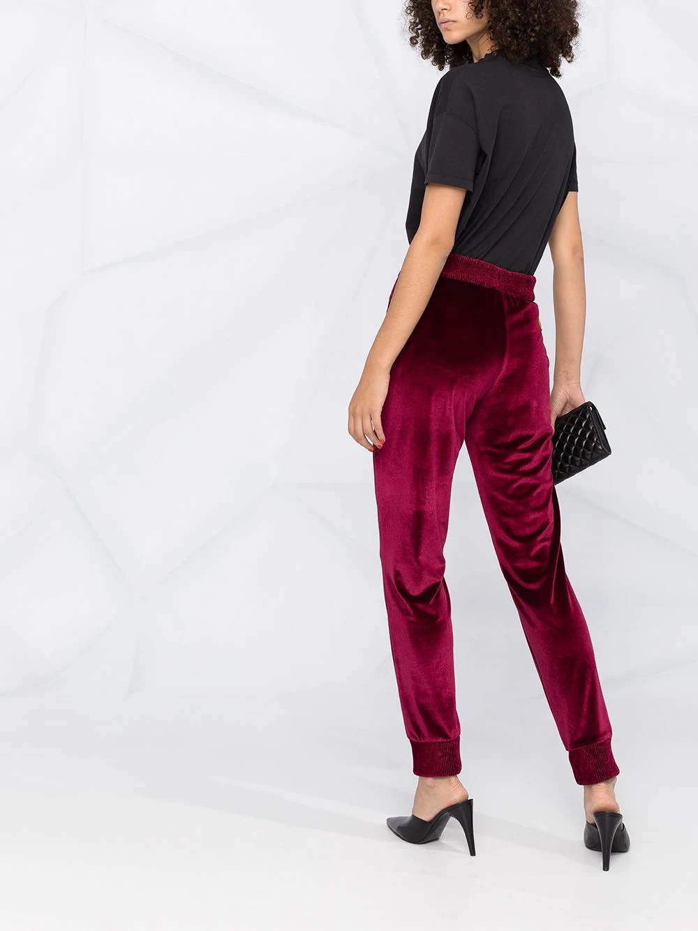 drawstring velvet track pants - 4