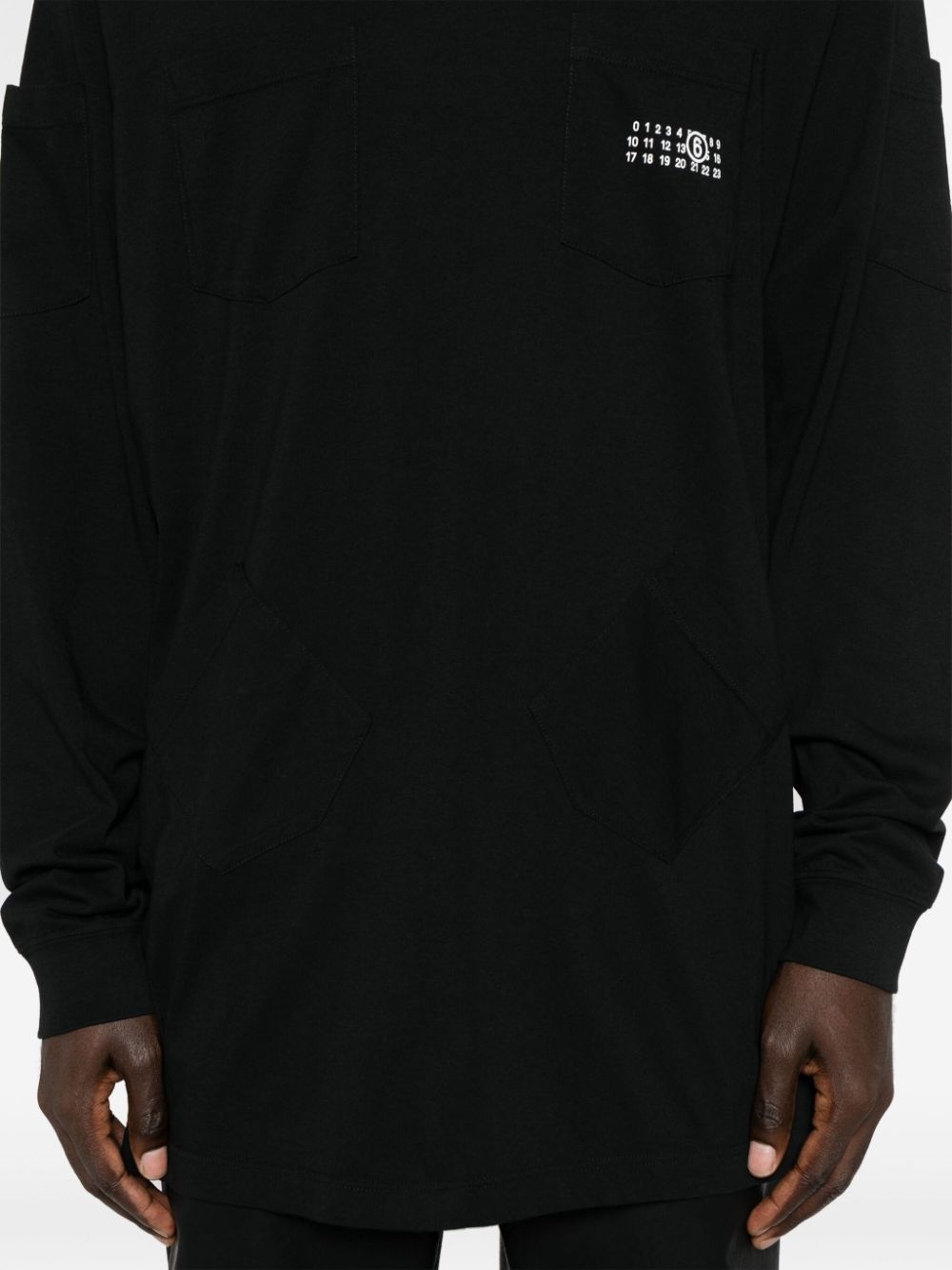 Numbers-motif cotton T-shirt - 5