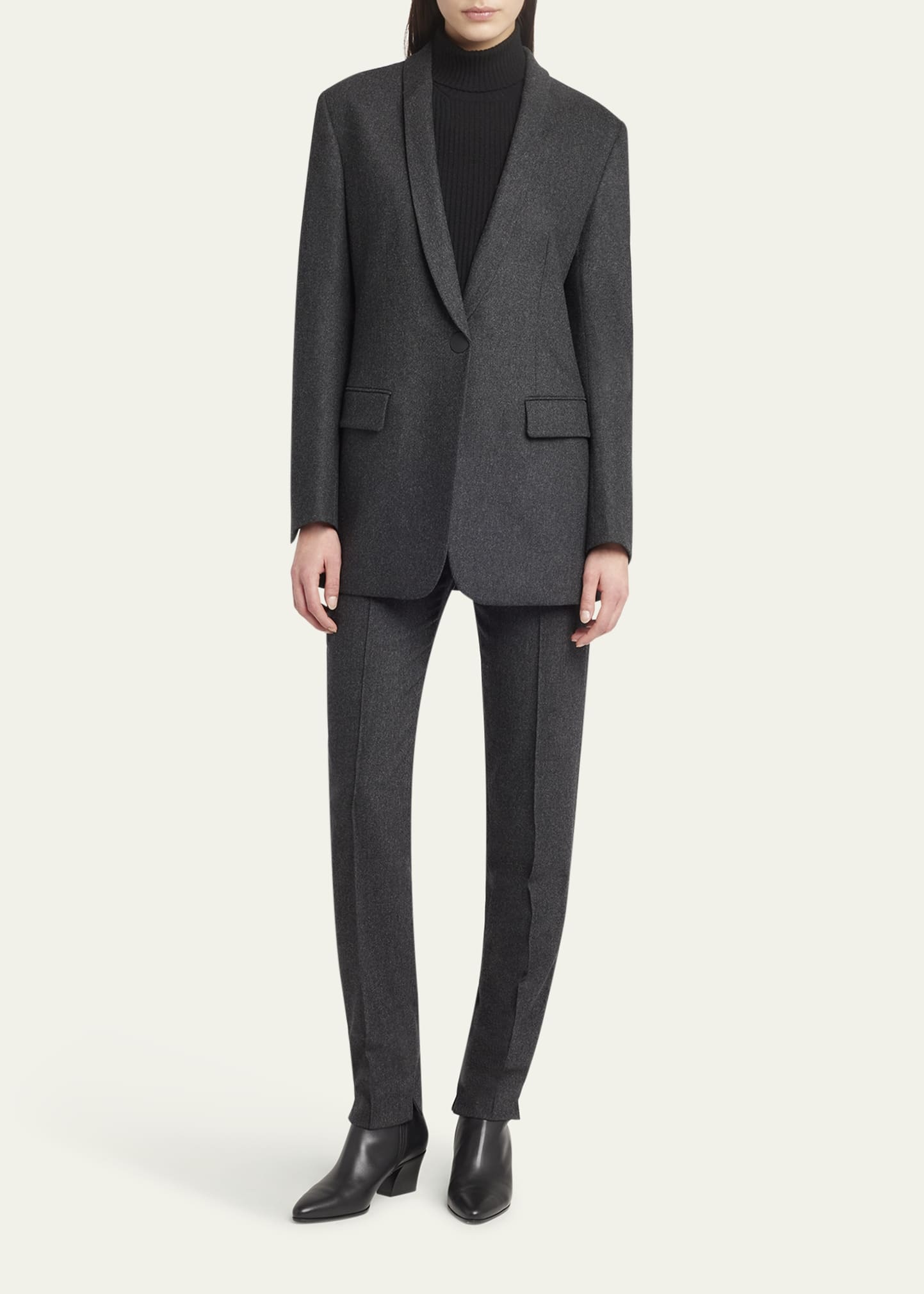 Cashmere Flannel Single-Breasted Blazer - 2