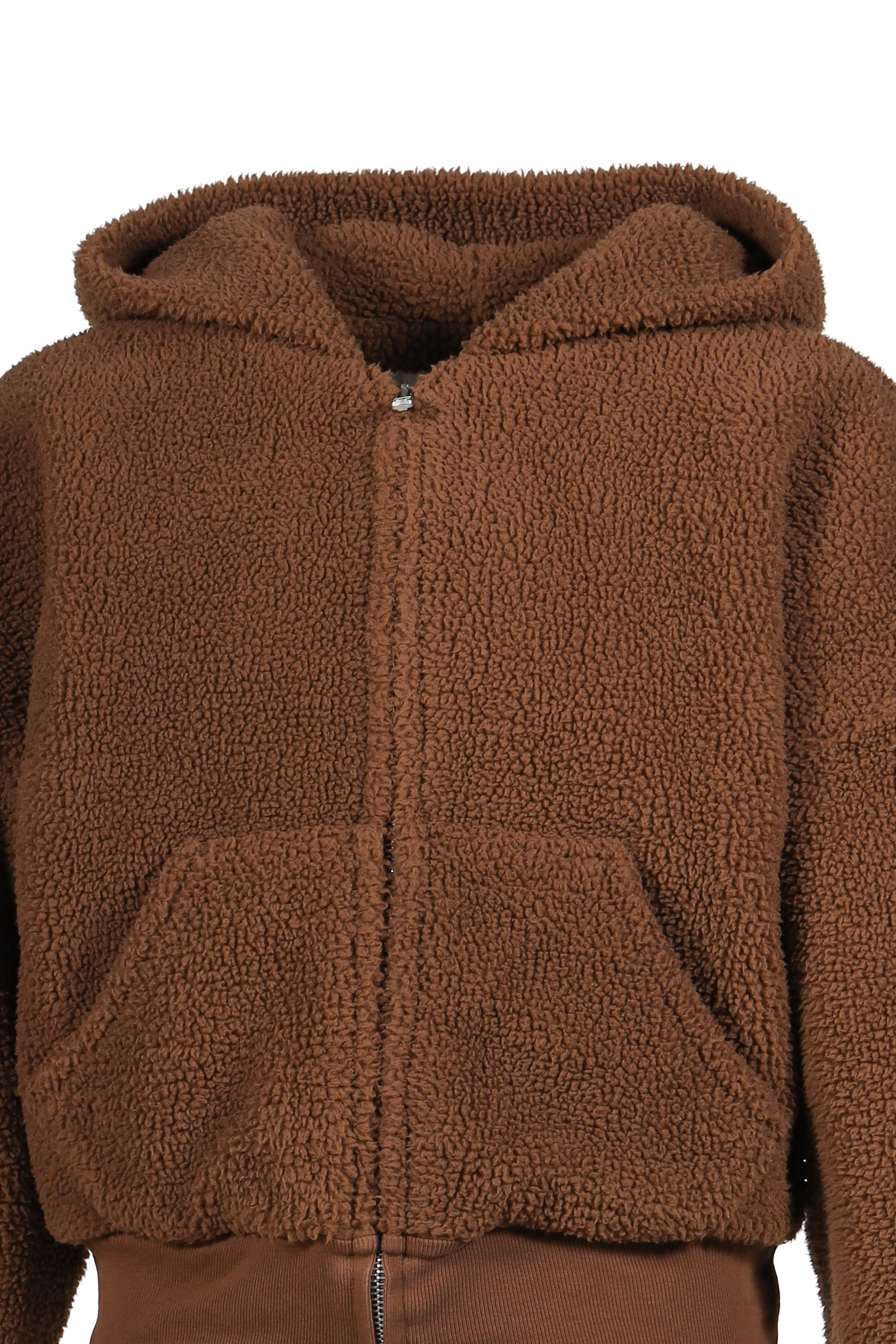 TERRY FLEECE ZIPPED HOODIE KNIT / BRW - 4