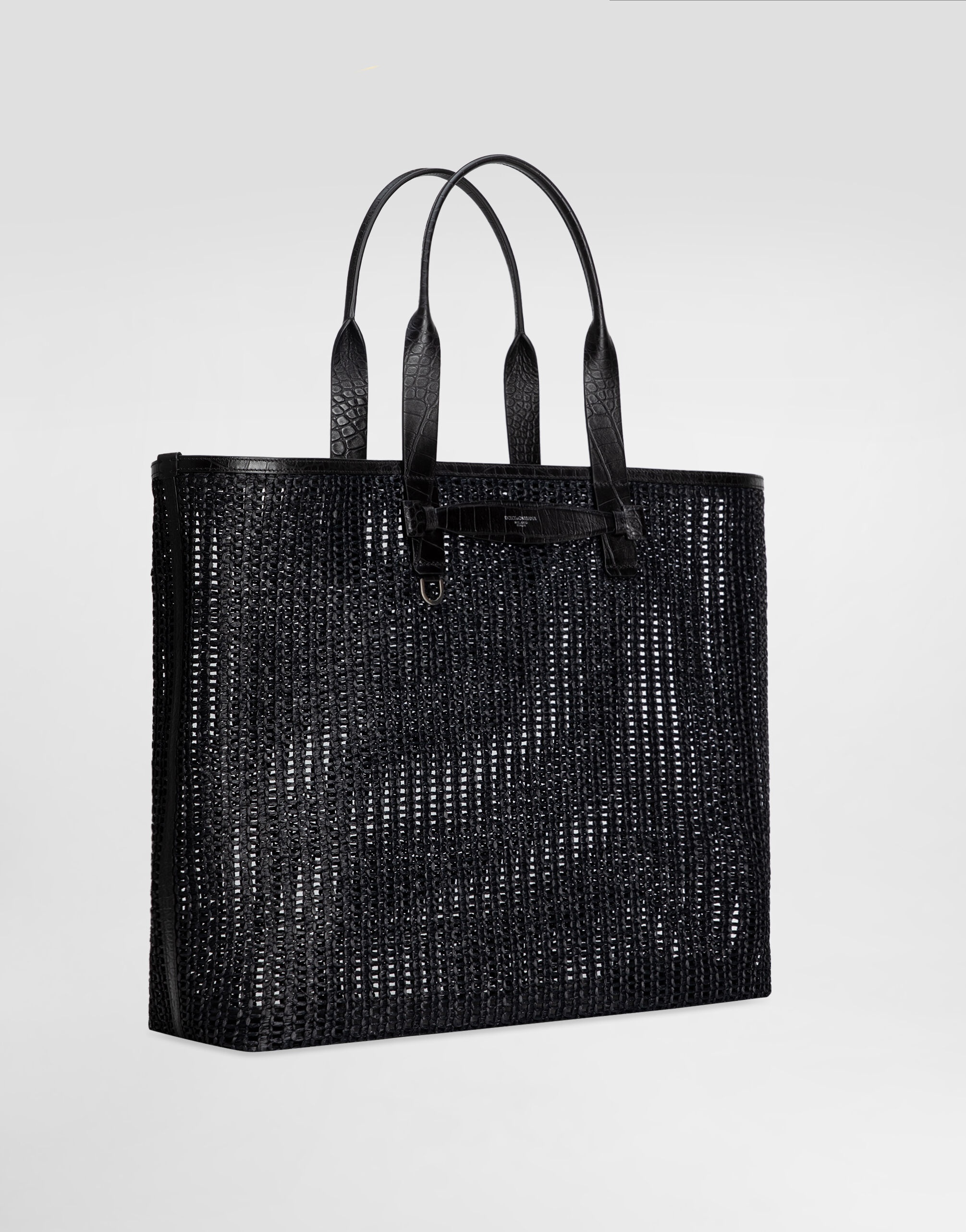 Woven mesh and calfskin shopper - 3
