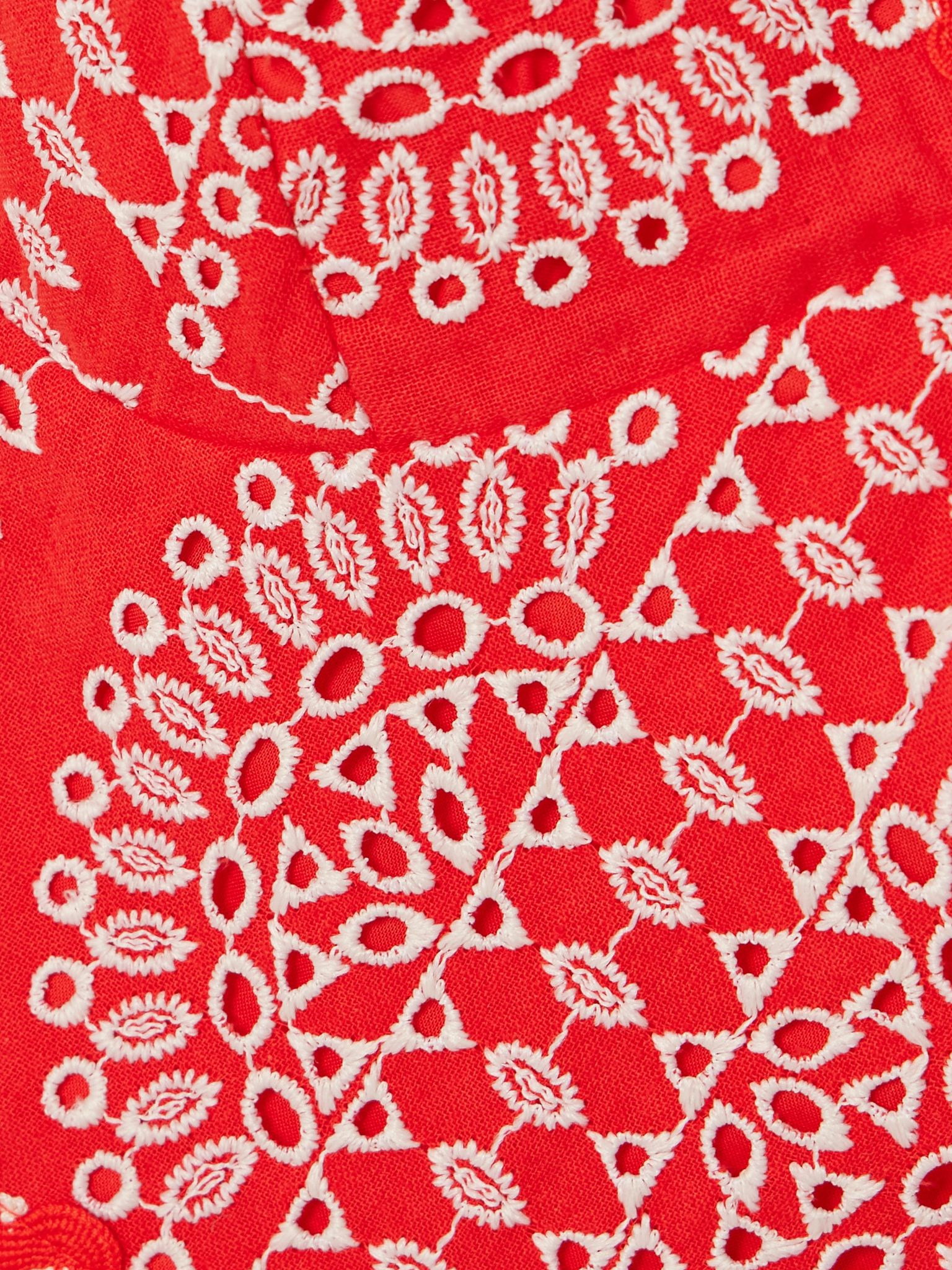 Goldie broderie anglaise cotton-blend bustier top Red - 4