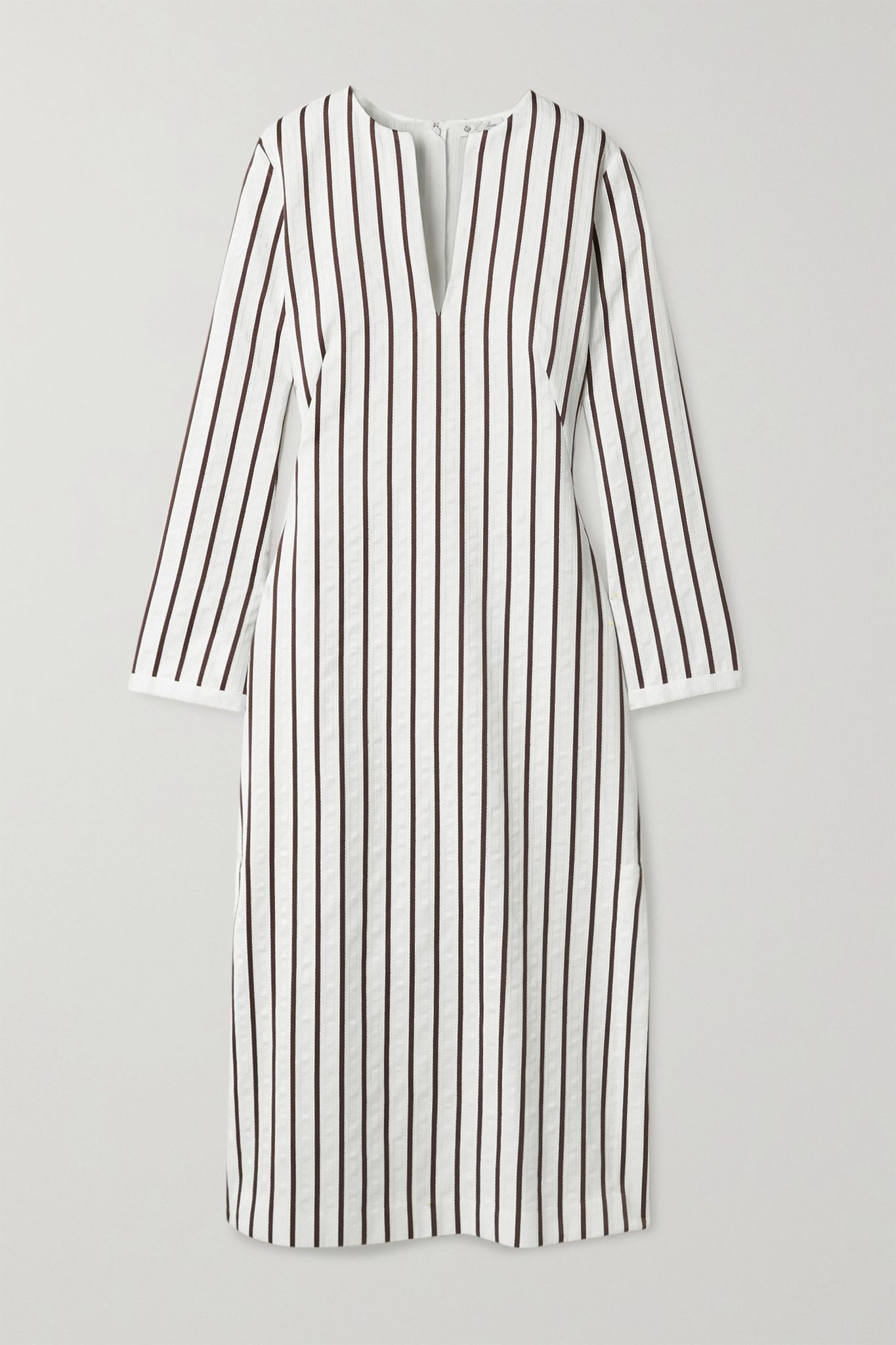 Striped cotton-blend jacquard midi dress - 1