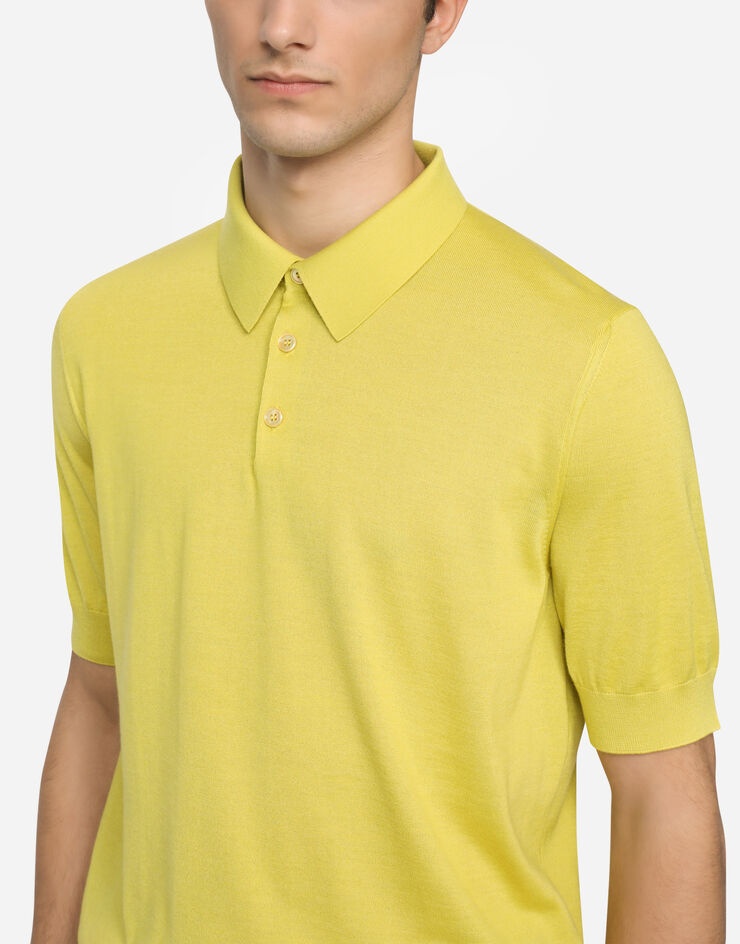 Short-sleeved cashmere and silk polo-shirt - 4