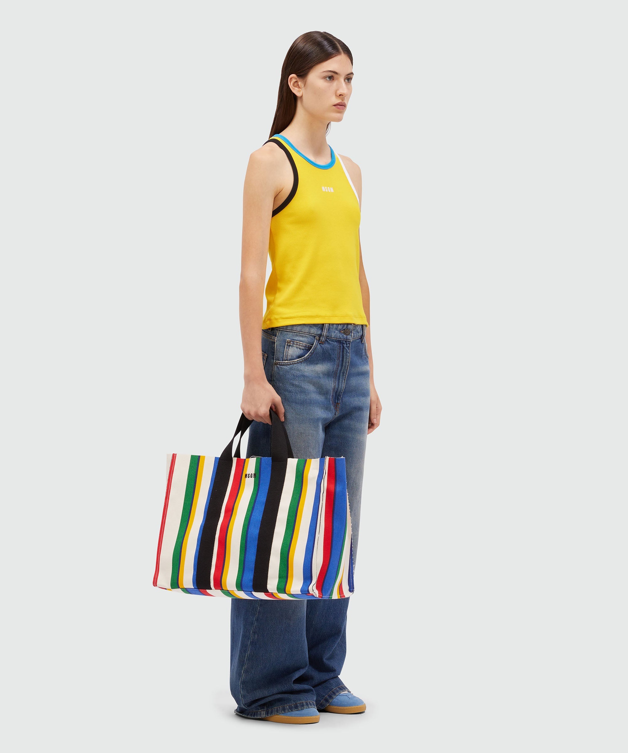 Jersey tank top with multicolored profiles - 4