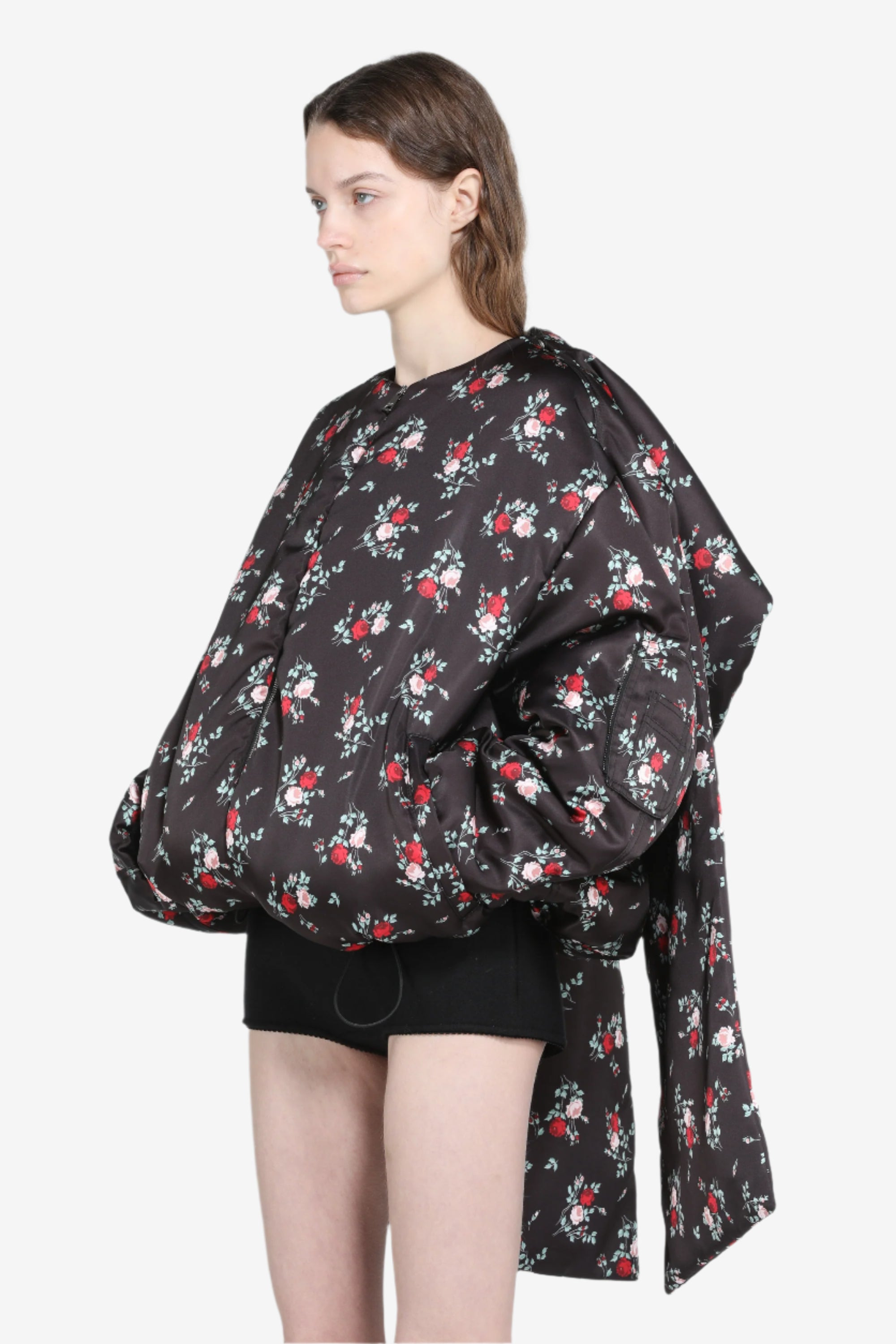 PADDED BOMBER JACKET WITH FLORAL PRINT - 5