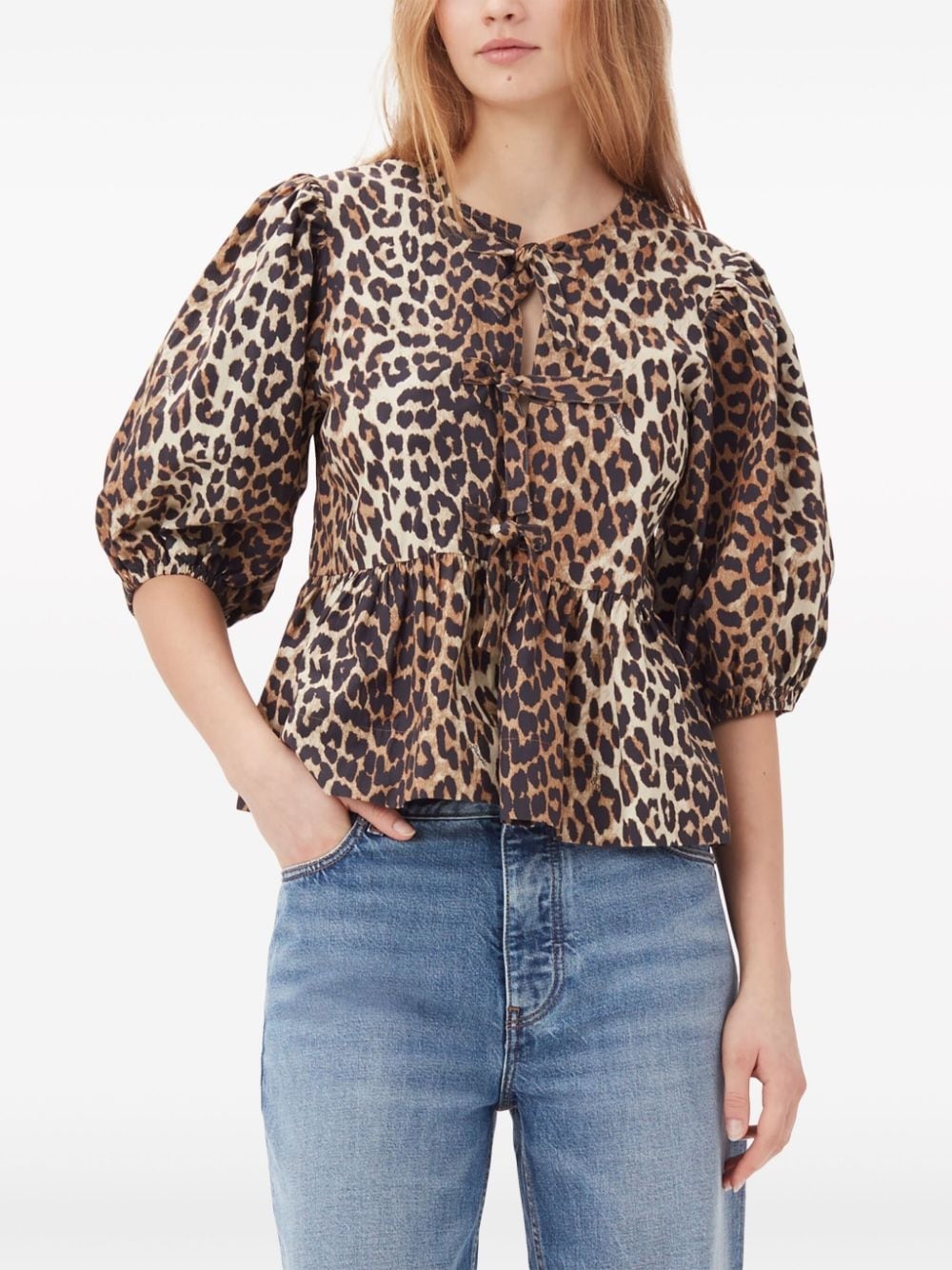 leopard-print organic-cotton blouse - 5
