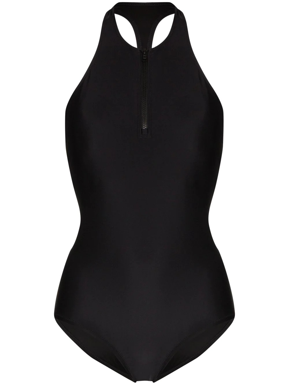 halterneck zip-up swimsuit - 1