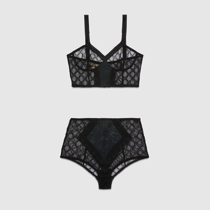 GUCCI GG embroidered tulle lingerie set outlook