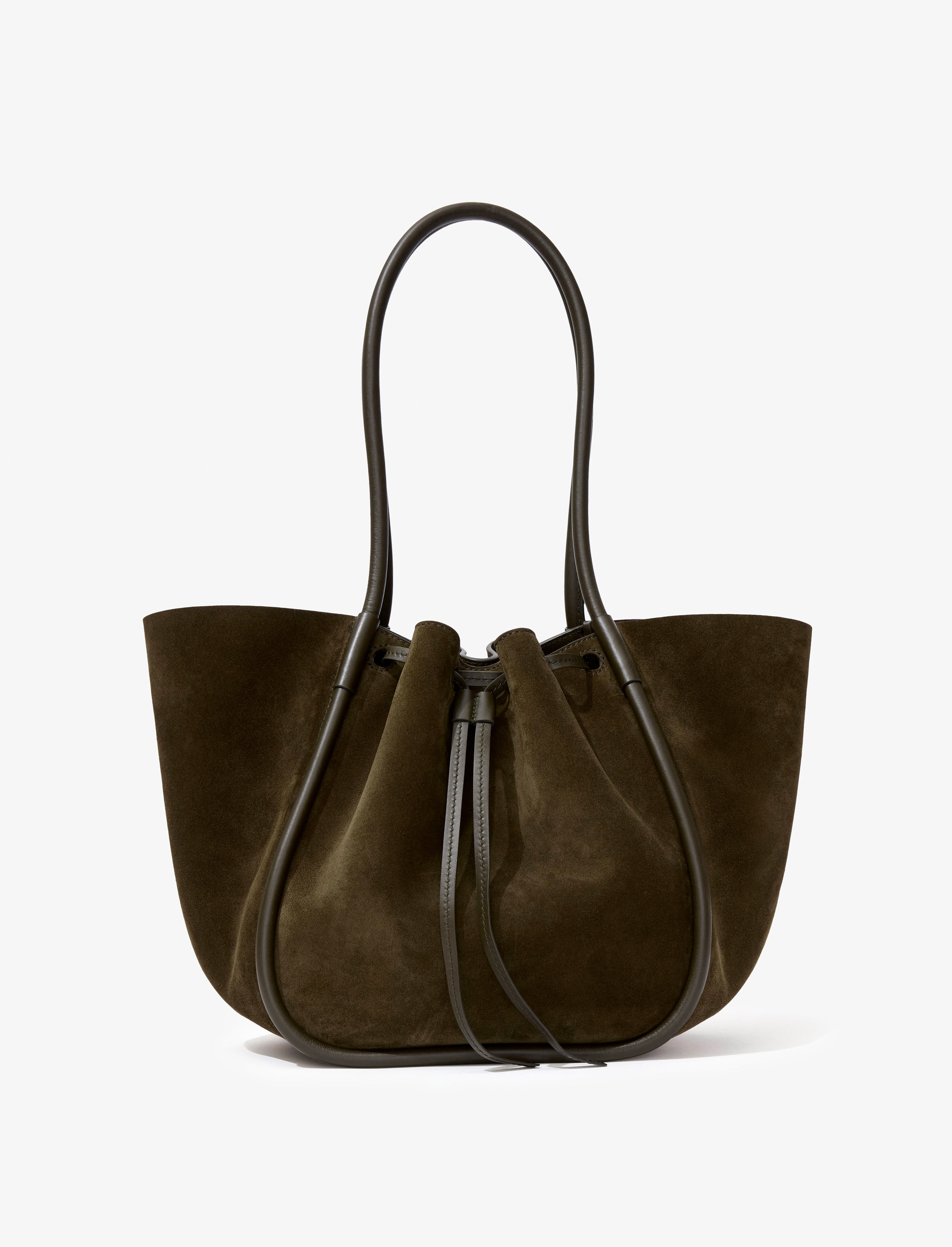 Large Ruched Tote in Soft Suede - 4