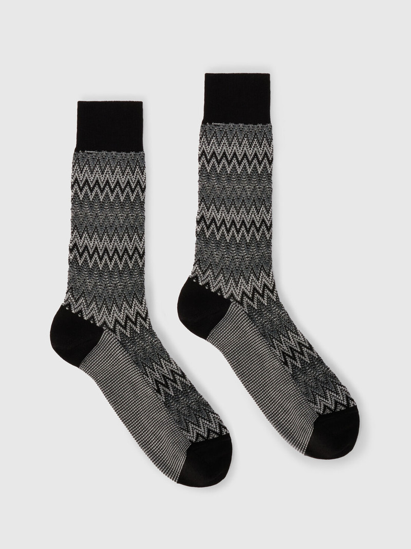 Mid-length cotton-blend socks with dégradé zigzag 1