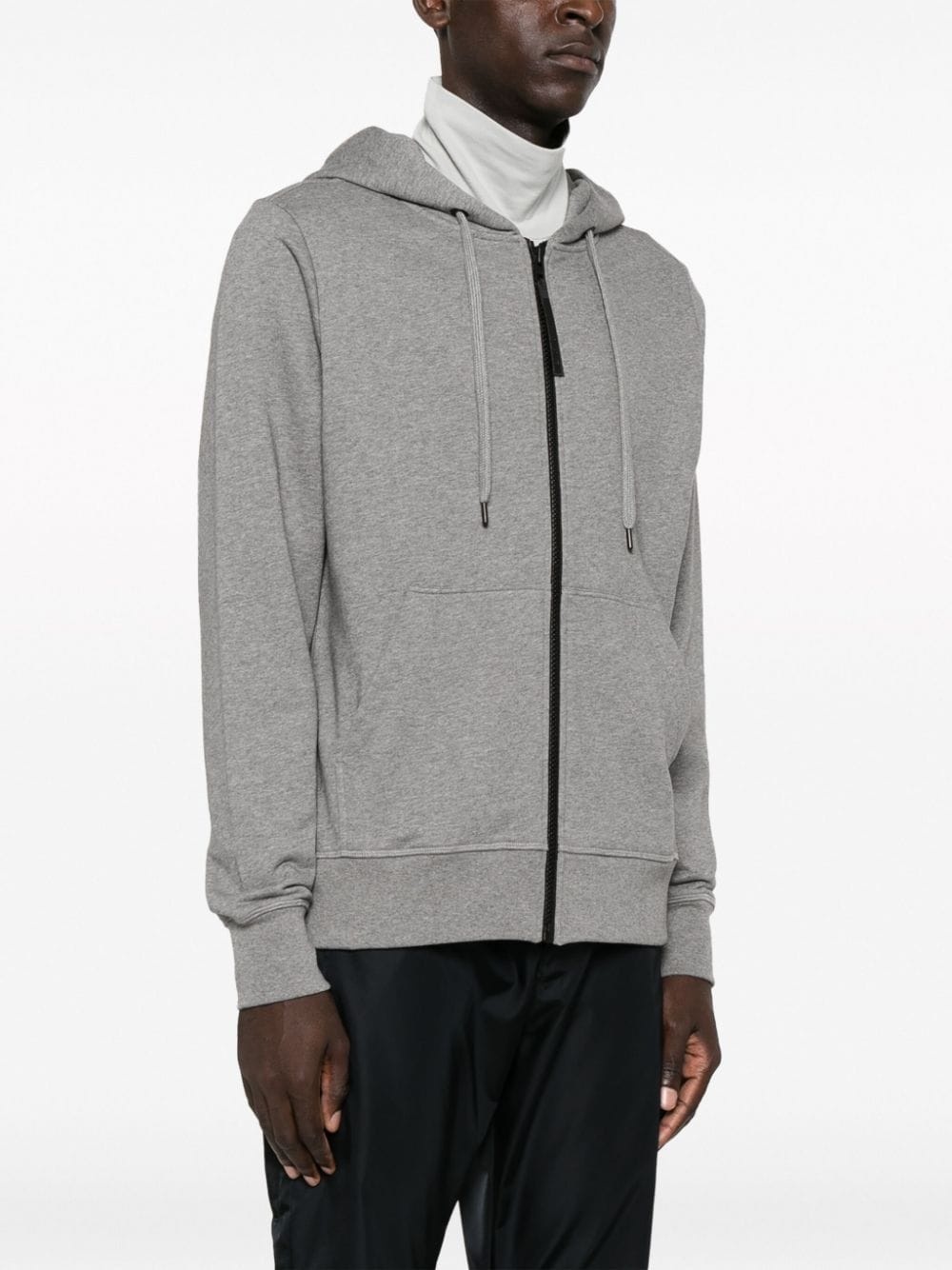 zipped cotton hoodie - 3