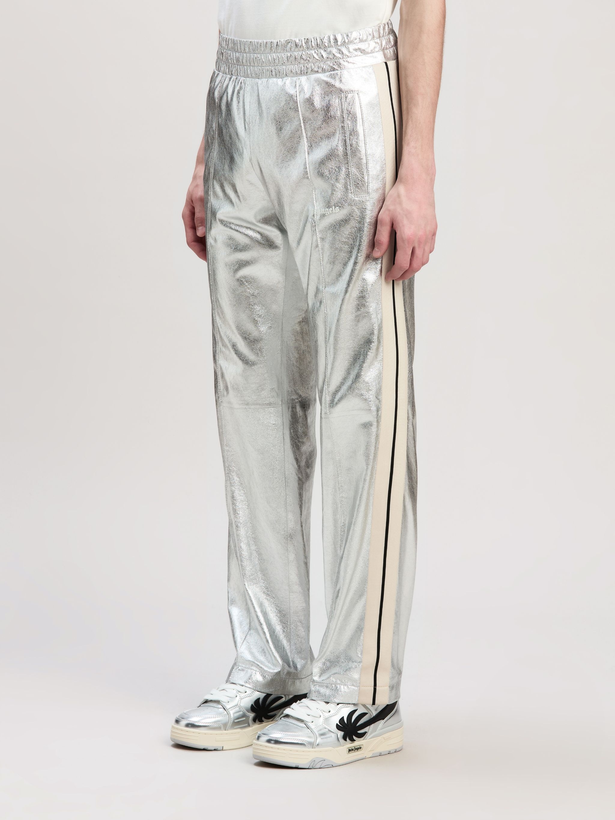 LAMINATED LEATHER TRACK PANTS - 4