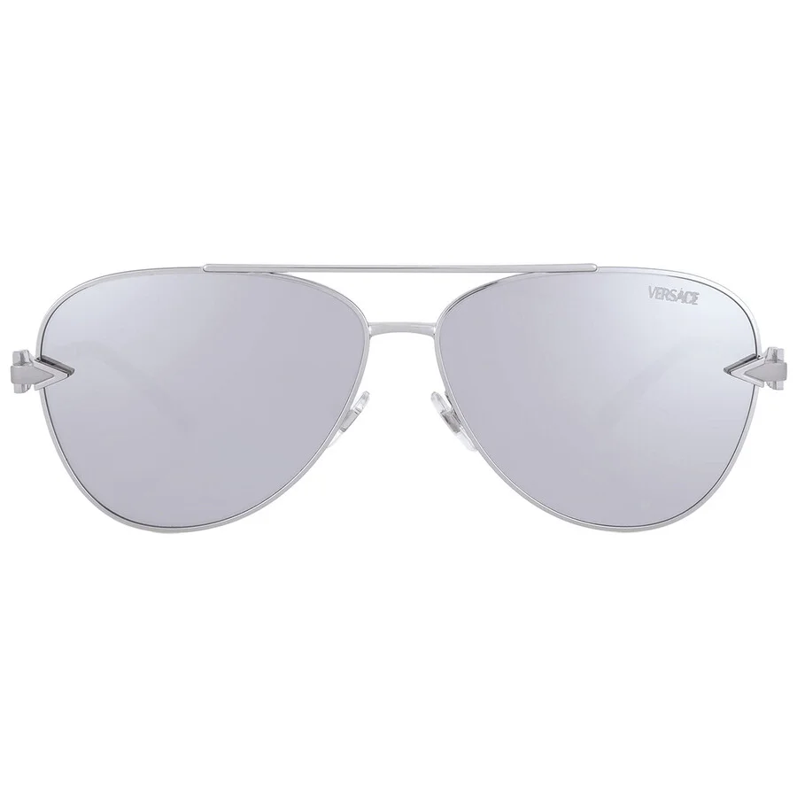 Versace Light Grey Silver Mirror Pilot Men's Sunglasses VE2283 10006G 61 - 1