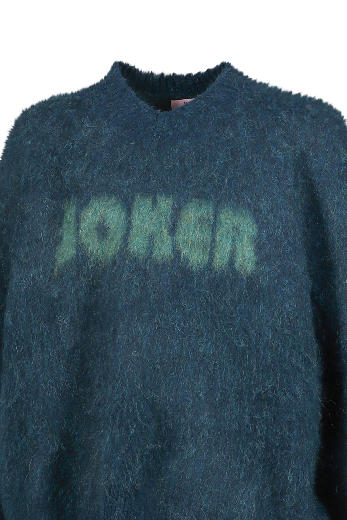 BRUSHED MOHAIR V-NECK JUMPER / GRN - 4