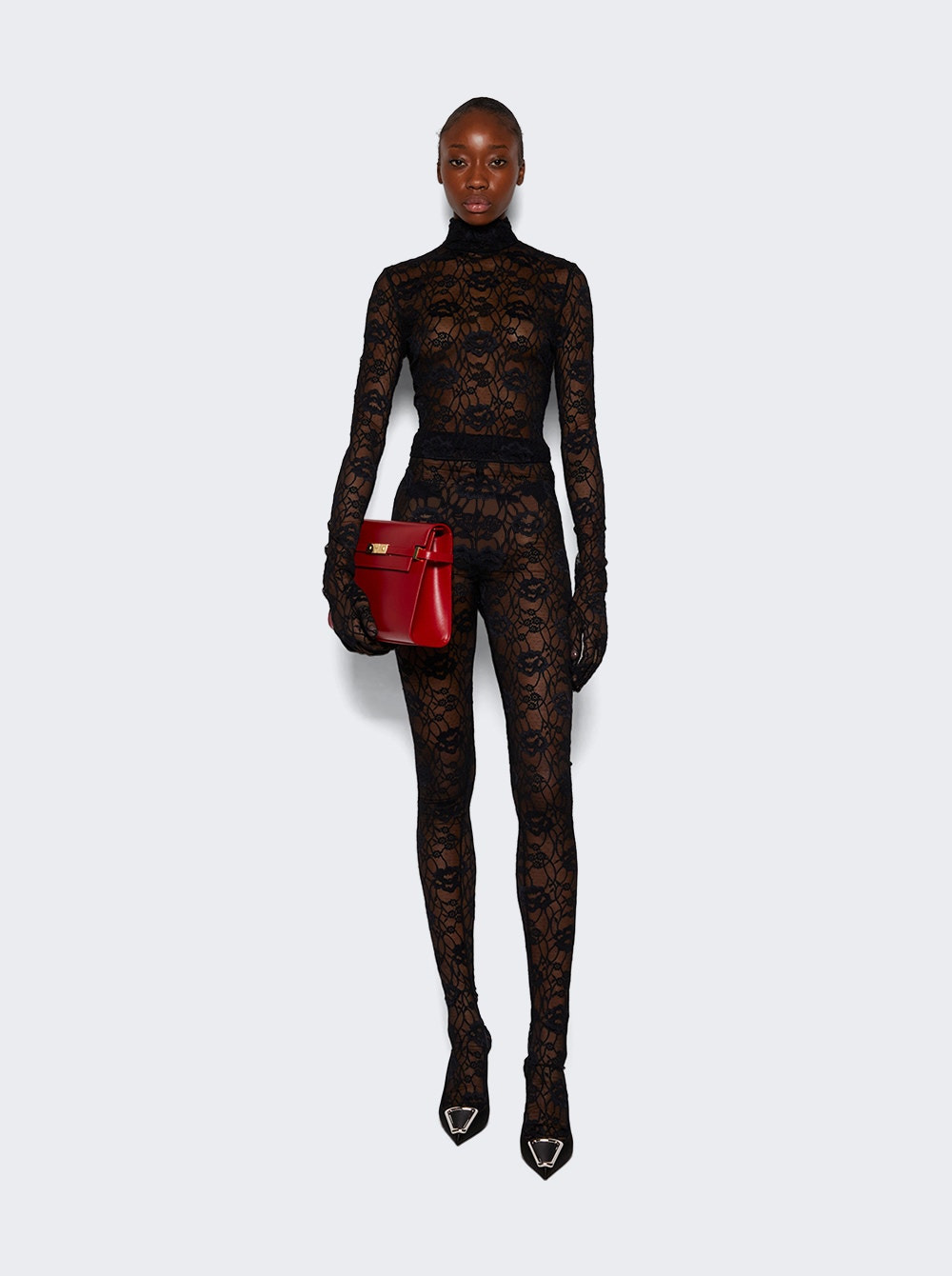 Gloved Top in Stretch Lace Black - 2