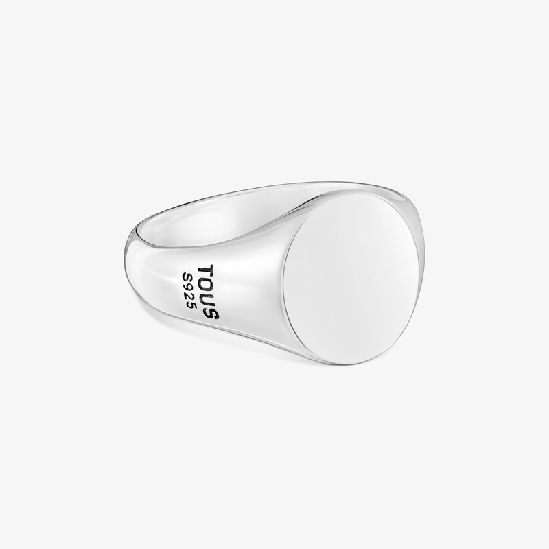 TOUS Aged silver Signet ring with round motif TOUS Man outlook