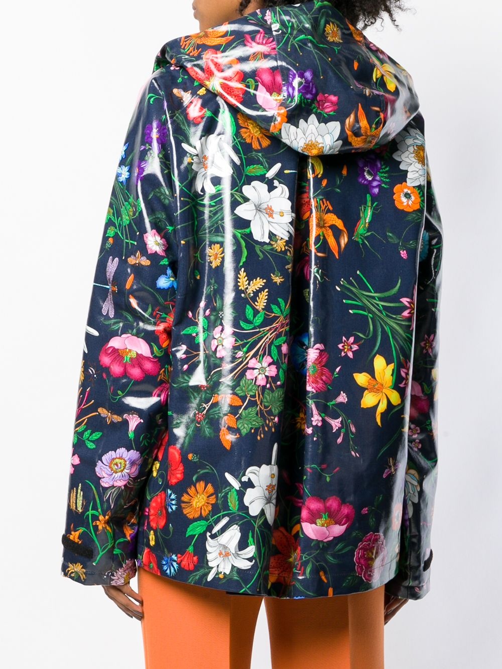 floral print parka coat - 4