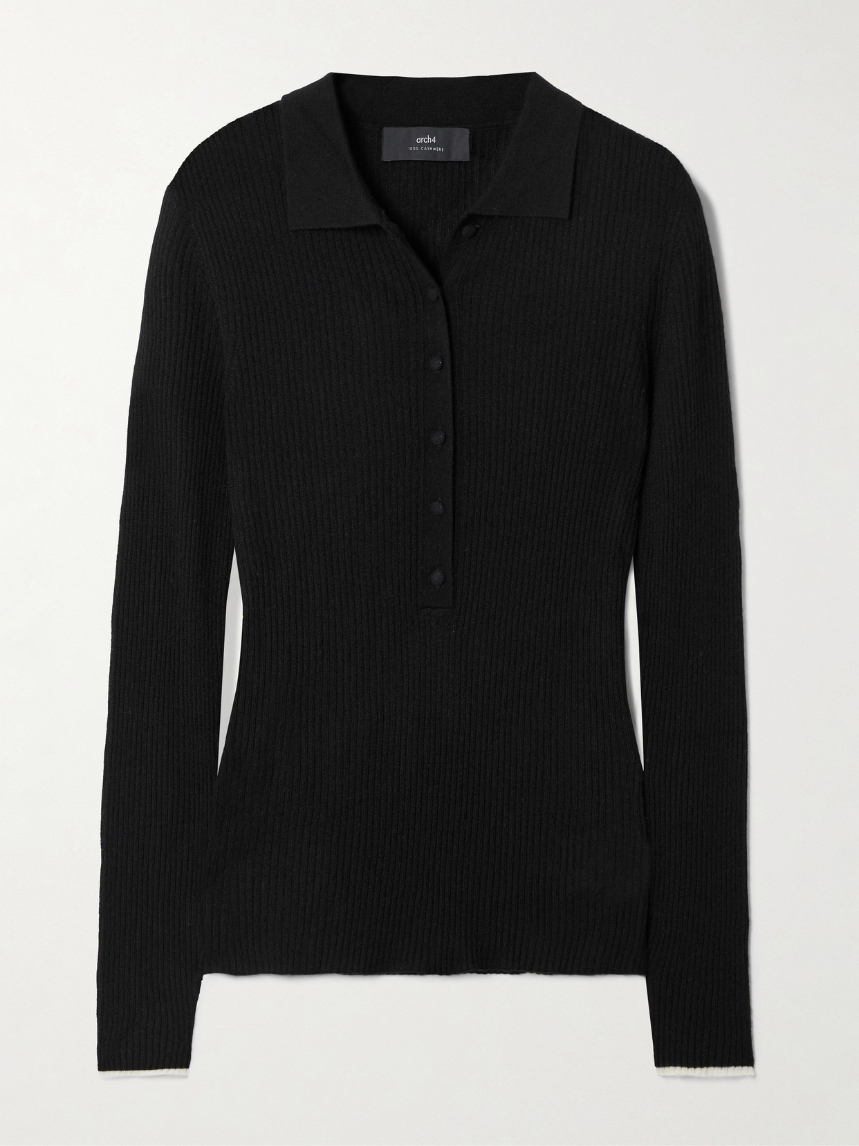 Maja Ribbed Organic Cashmere Polo Shirt - 1